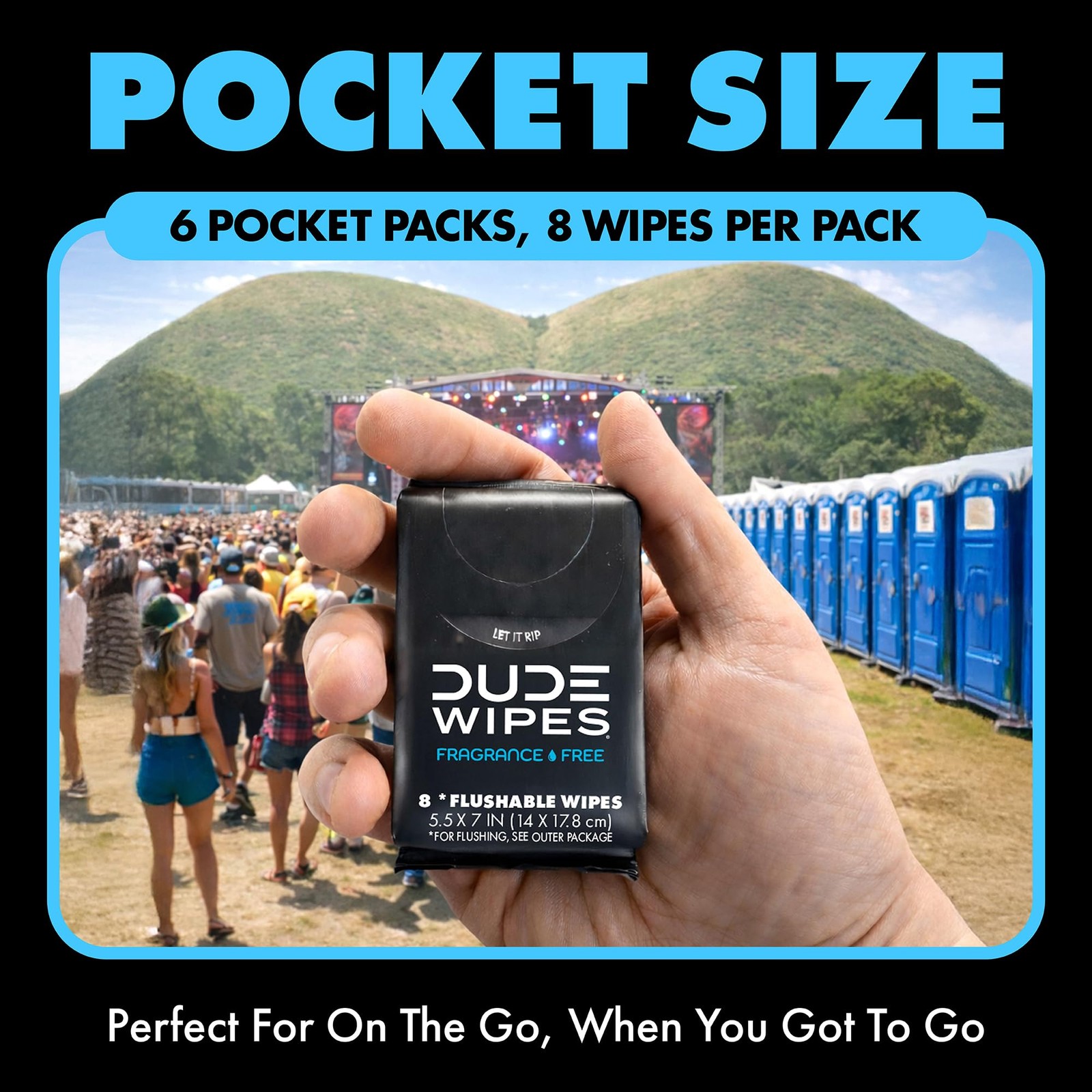 DUDE Wipes Unscented Pocket Packs – Travel – 6 8 Count (Pack of 6)