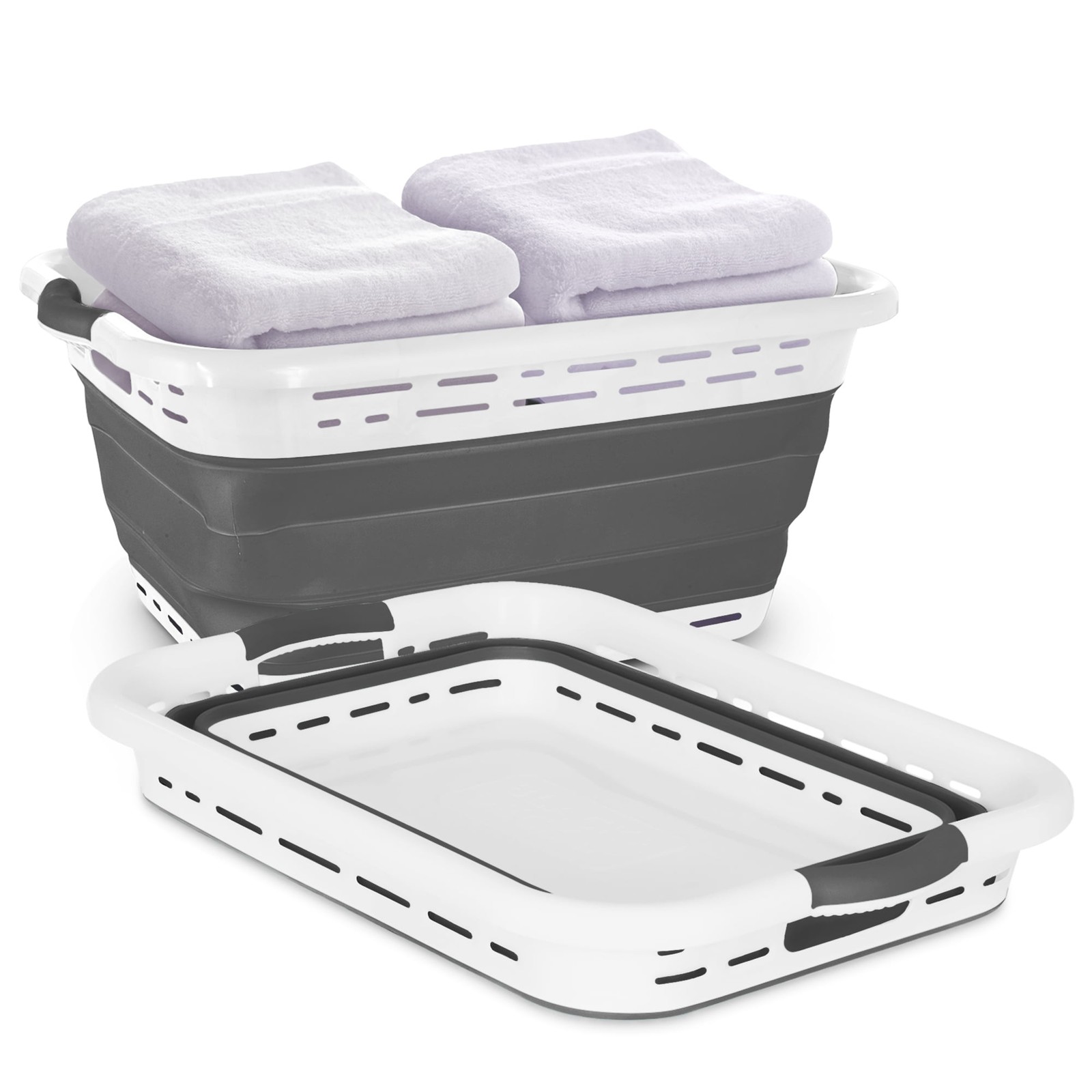 Black & Decker Collapsible Laundry Basket White & Gray Adult