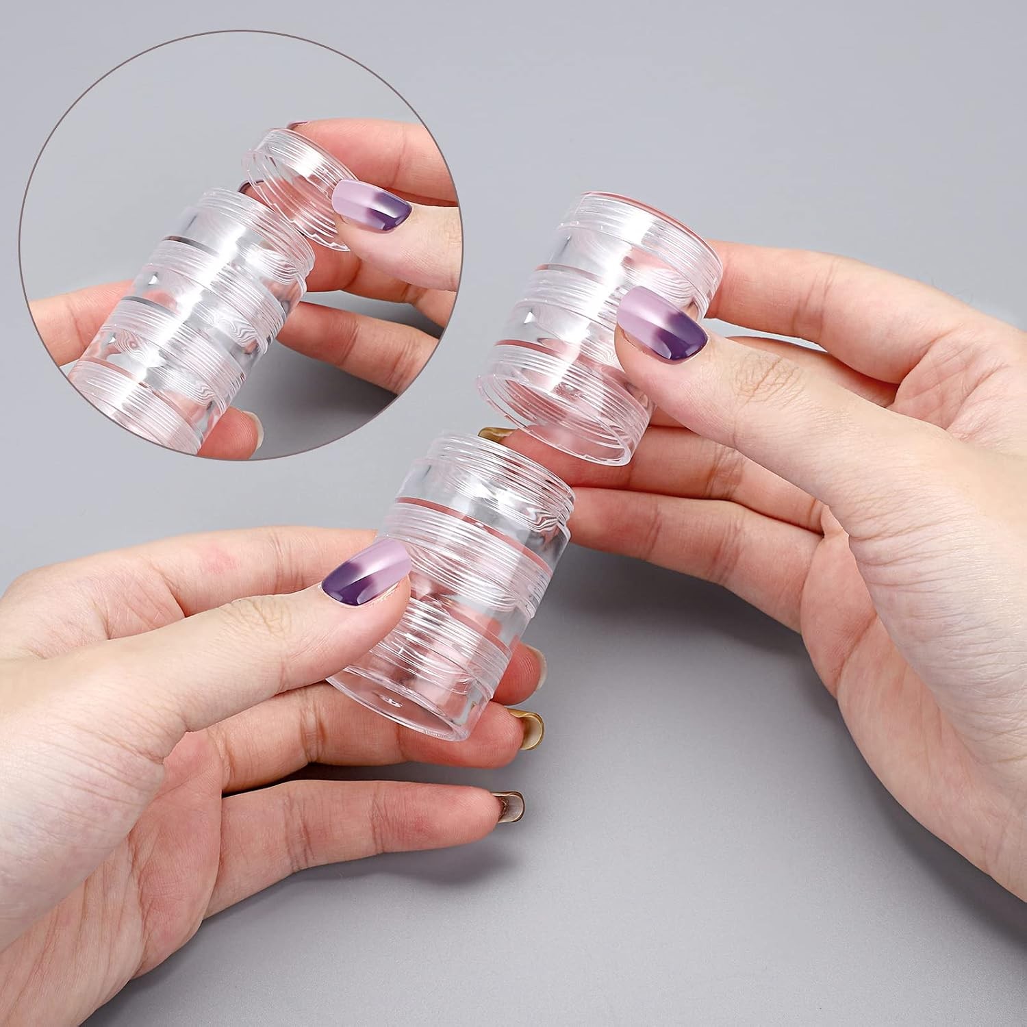 Layer Clear Plastic Round Storage Jars 5 Layer Piece Set Jewelry Storage