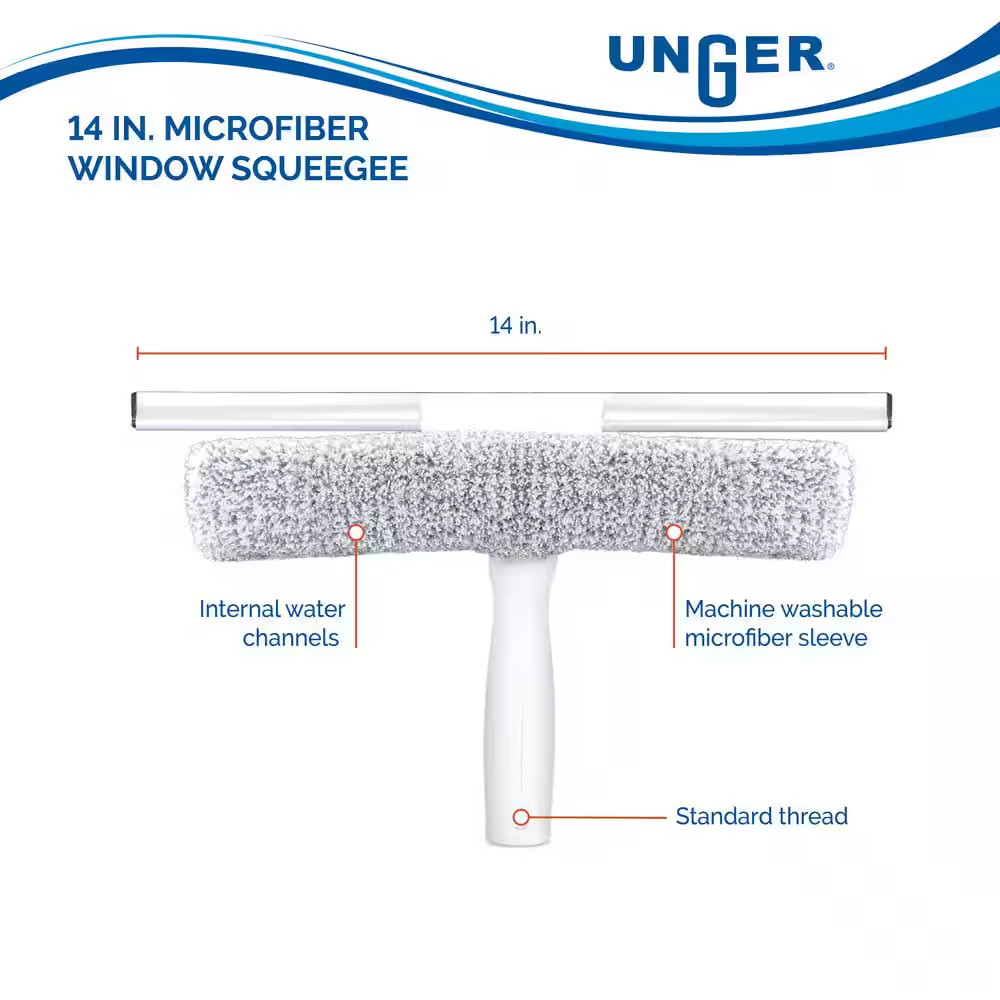 14 In. Microfiber Window Squeegee and Scrubber with 5 Ft. Telescoping Pole