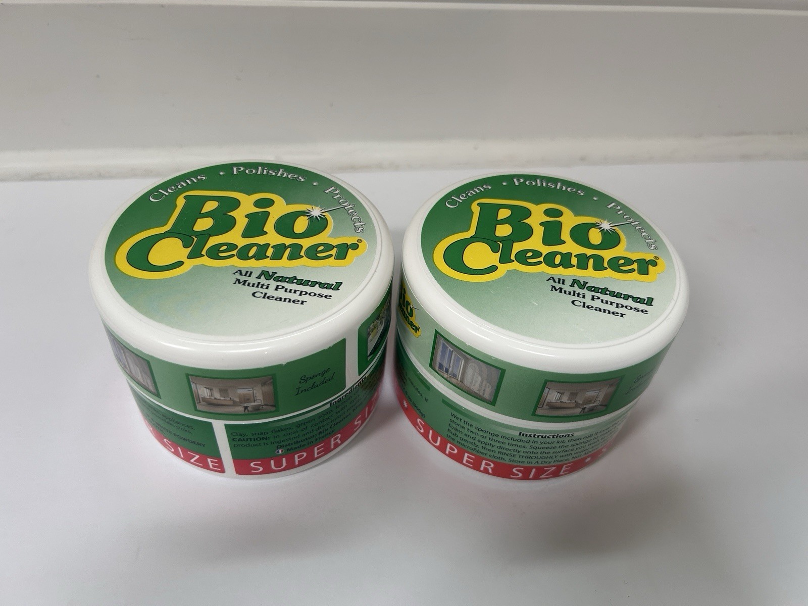 2 Bio Cleaner Natural Multi-Purpose Cleaner 17.5 oz W/Sponge NEW France Polishes