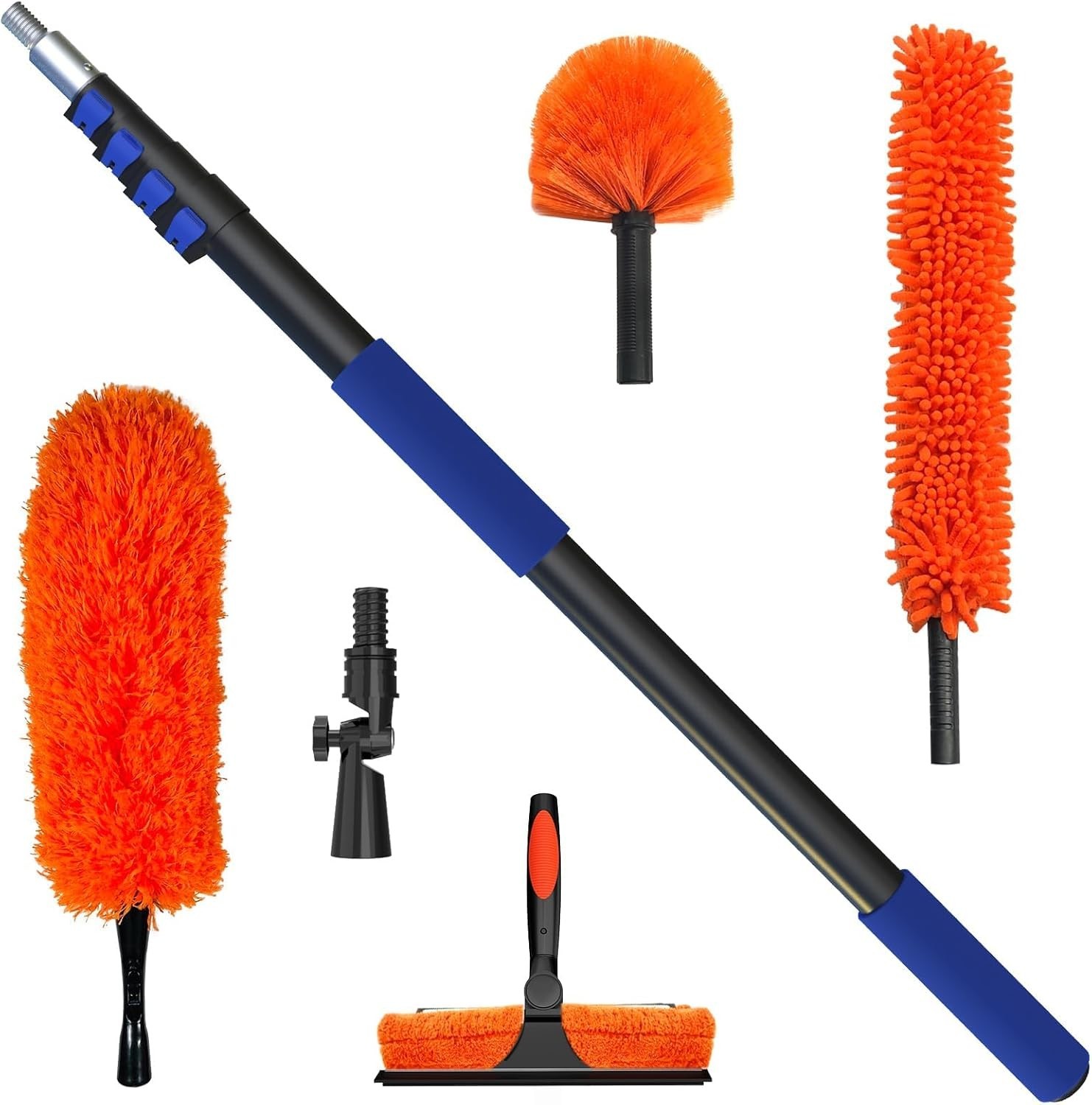 26 Foot High Reach Duster Kit 5-19 ft Telescoping Pole Ceiling Cobweb Cleaning