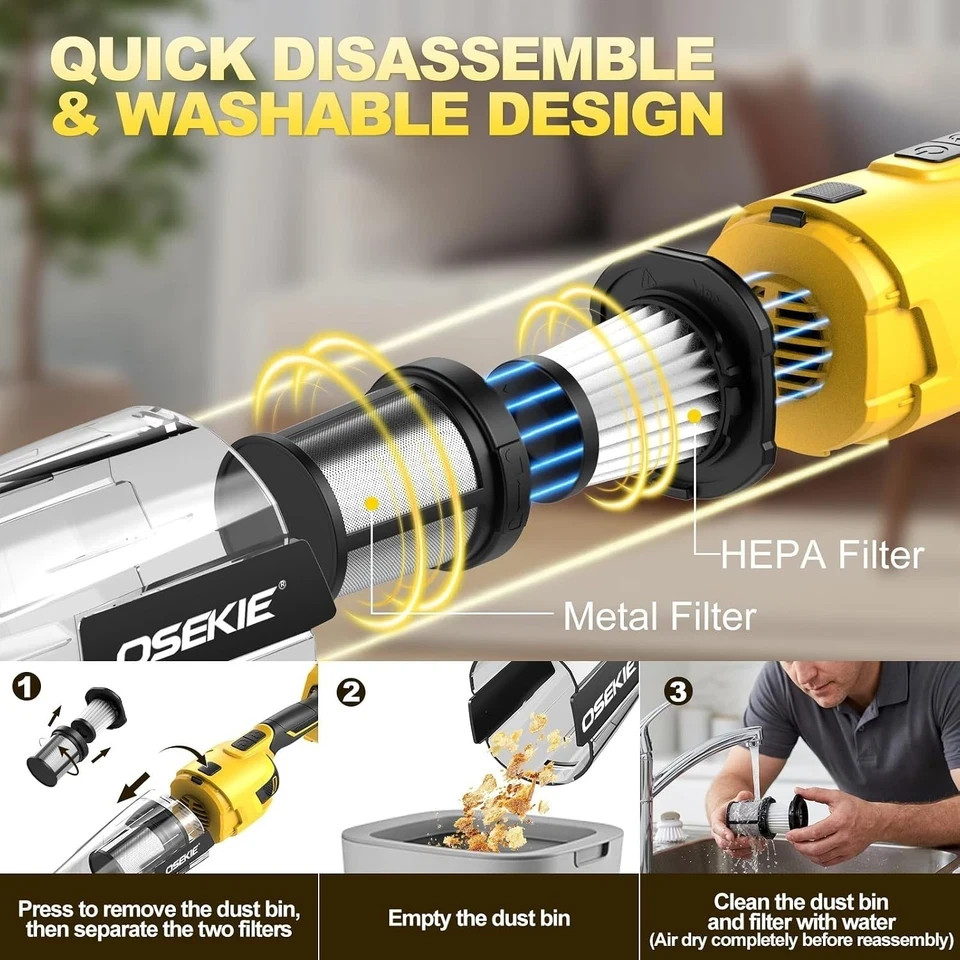 Cordless Vacuum for DeWalt 20V Battery, 5 in 1 Handheld Electric Vacuum Cl…