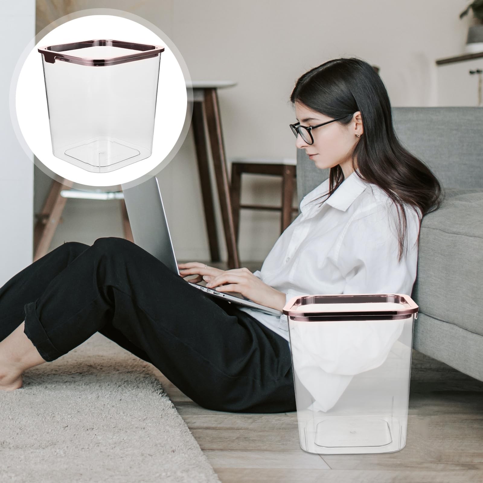 iplusmile Clear Wastebasket 7.87 X 7.08 X in 20x18CM, Transparent