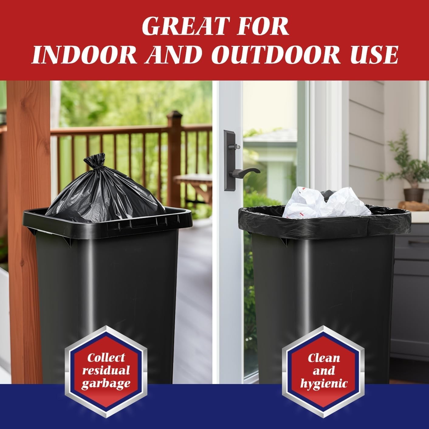 Extra Large Black Garbage Bags 64-65 Gallon, 32 Count for Yard and Construction