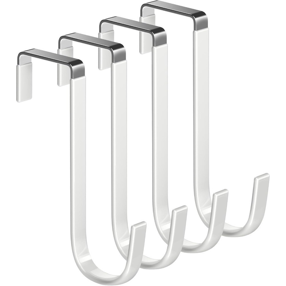 Over Door Hooks 4 Pack 5.5 Inch with Rubber Coating for Towel Robe Hanger