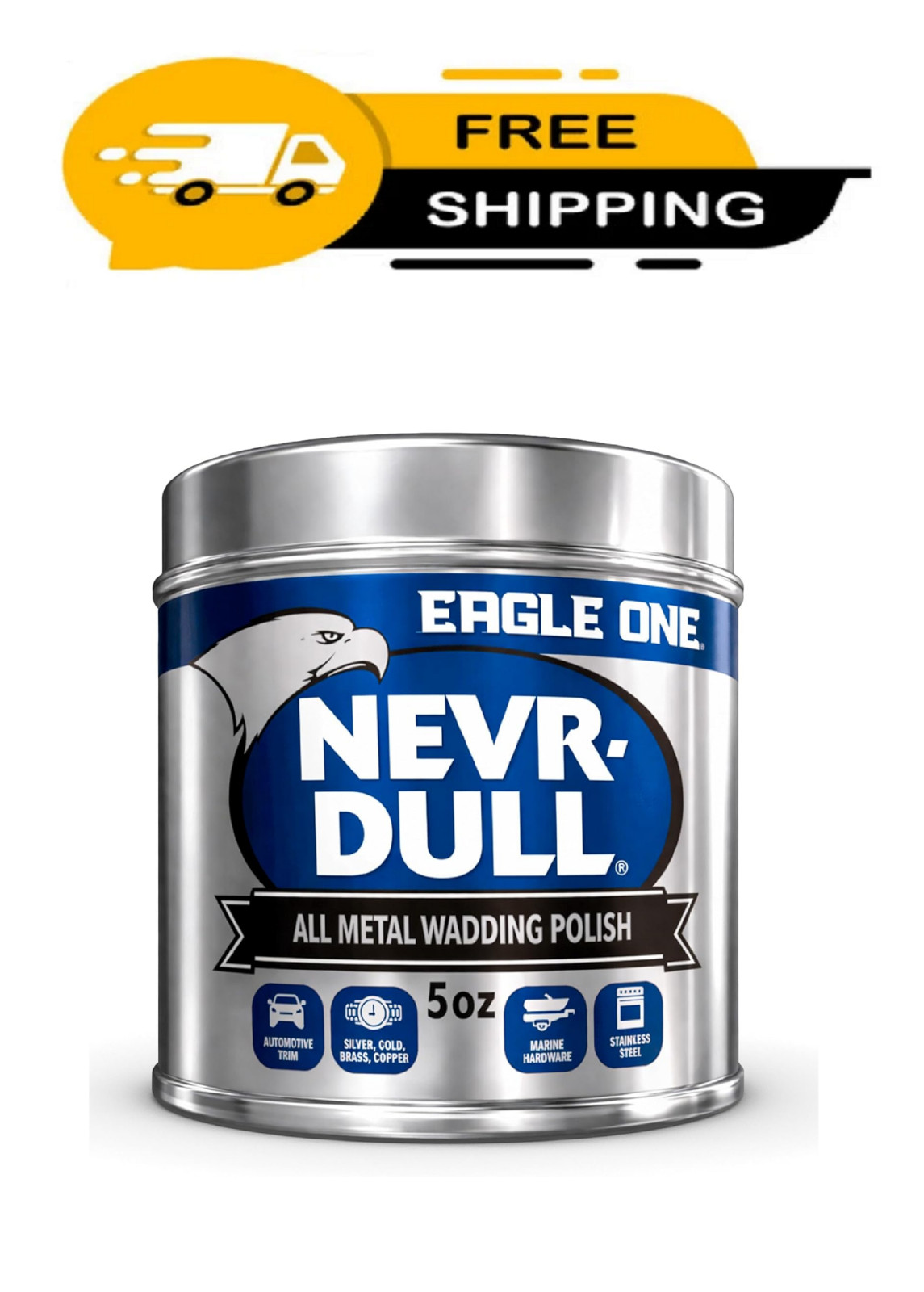 Wadding Polish White Never Dull Wadding Polish Cleans Polishes Metals 5 oz USA.