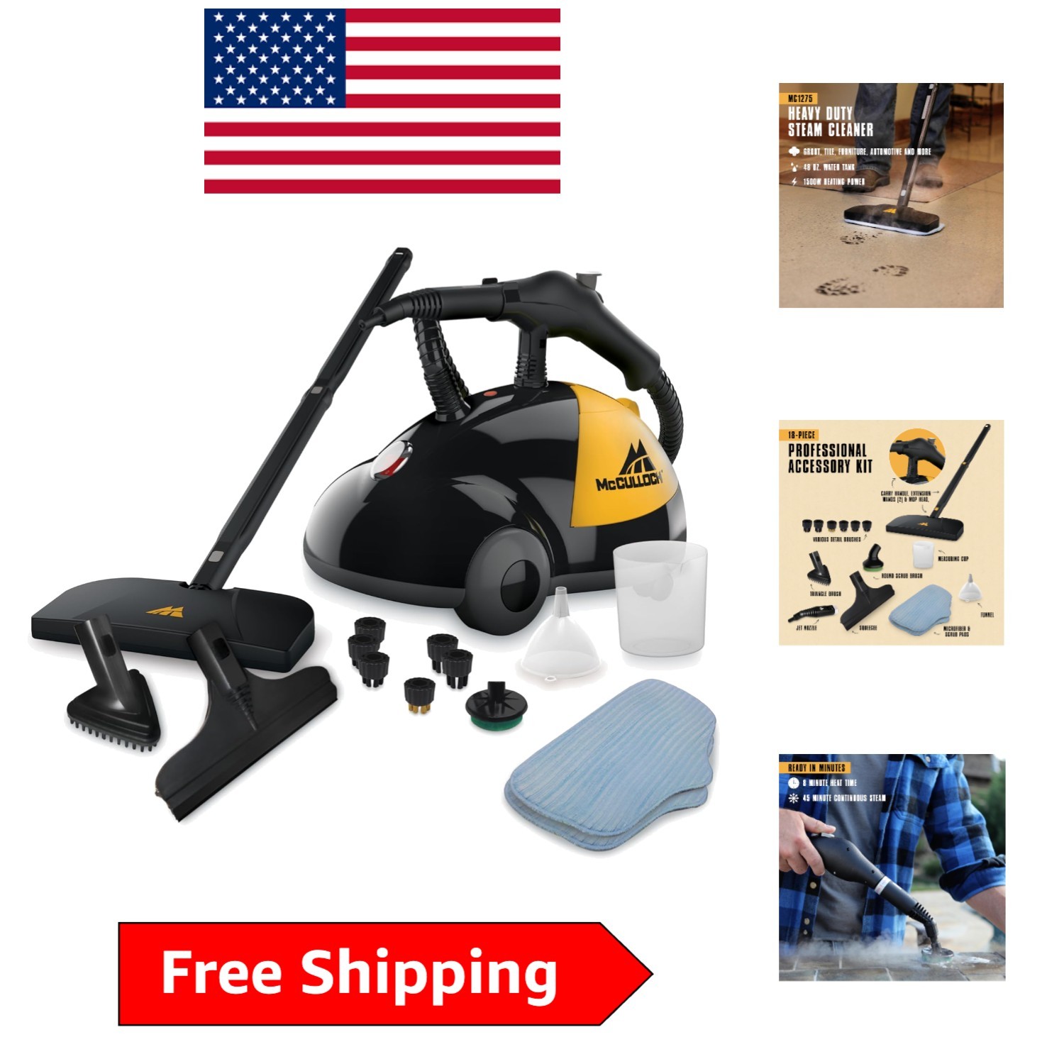 Multi-Use Steam Cleaner with 18 Accessories – Perfect for Floors, Grout & Cars