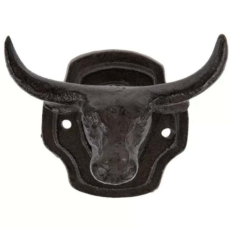 Longhorn Steer Wall Hook 5.5 Inches Bull Head Western Decor Heavy Metal Iron