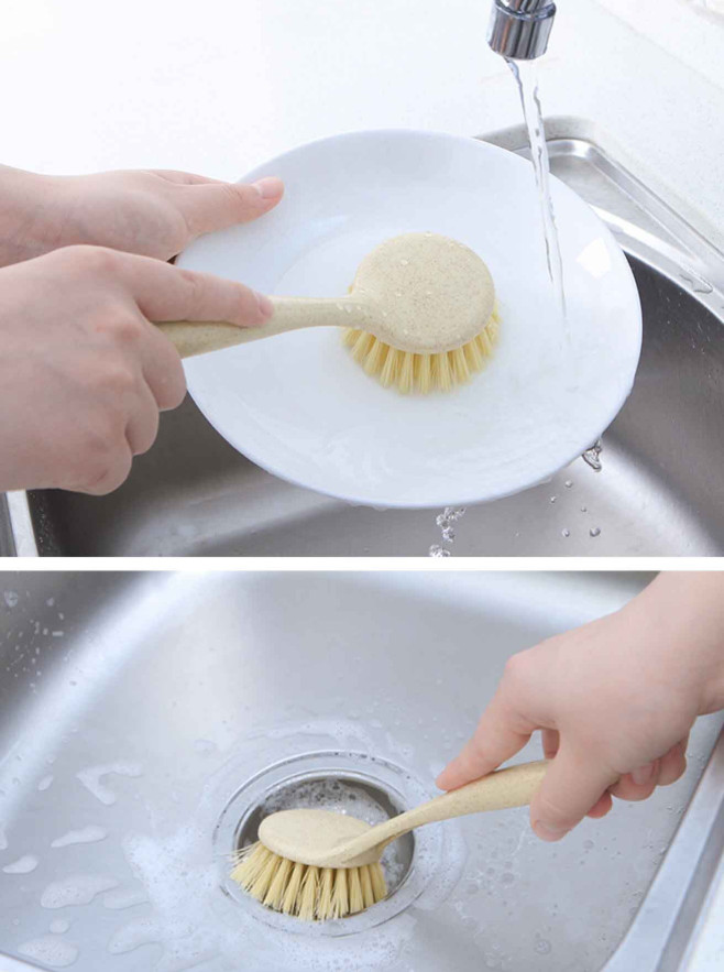 1 pc Long Handle Kitchen Cleaning Brush – Dish, Pan & Cutting Board Scrubber