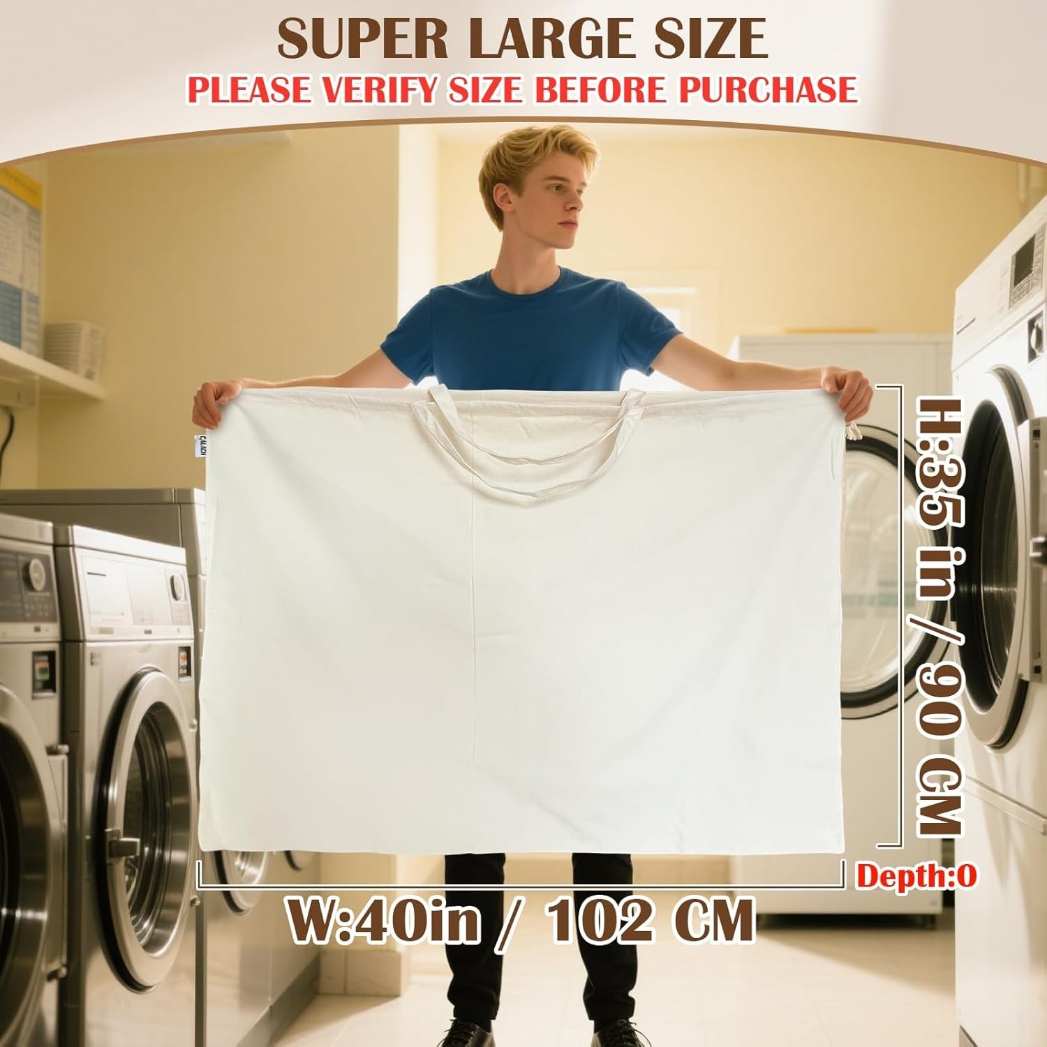 Extra Large Canvas Laundry Bag choose size, Heavy Duty Washable Sack with Handle