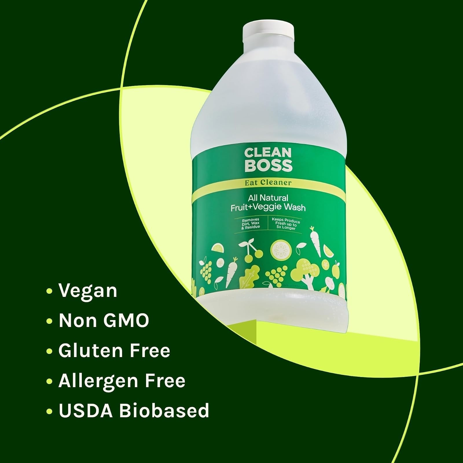 CleanBoss Eat Cleaner Fruit & Veggie Wash Refill 64 oz – Vegan & Gluten Free
