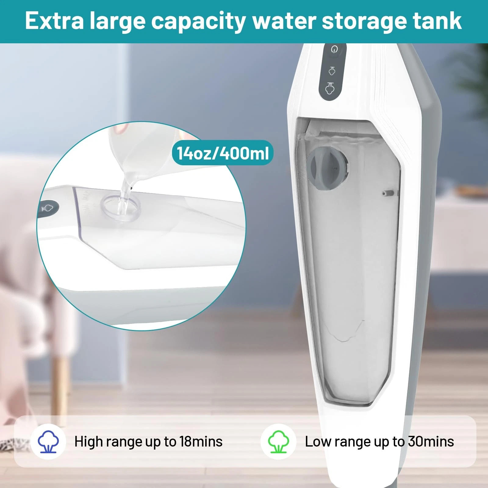 12 IN 1 HANDHELD STEAM CLEANER, STEAM MOP FOR FLOOR CLEANING – WHITE/GRAY