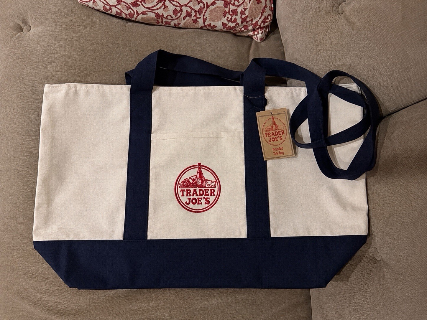 Trader Joe’s Canvas Large Tote Bag – Navy Blue authentic Brand NEW