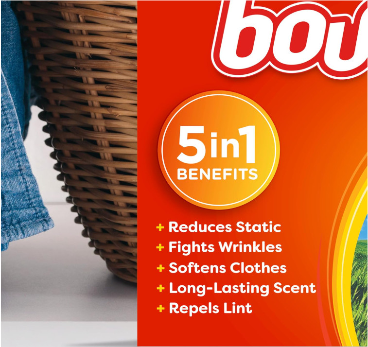 Bounce Dryer Sheets Laundry Fabric Softener, Outdoor Fresh Scent, 120 Count