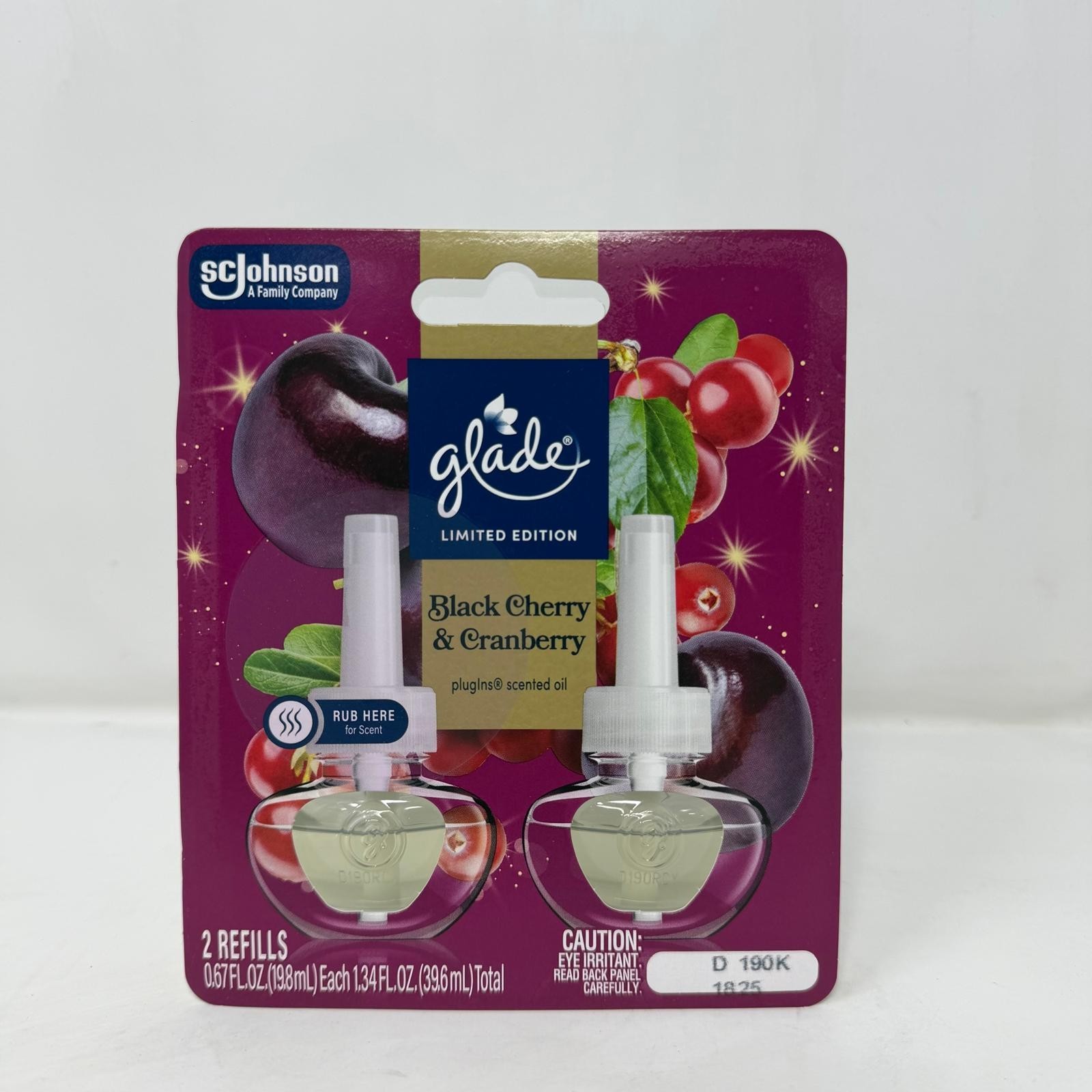 Glade PlugIns Scented Oil Refills, Black Cherry & Cranberry, 0.67oz, 2 Count