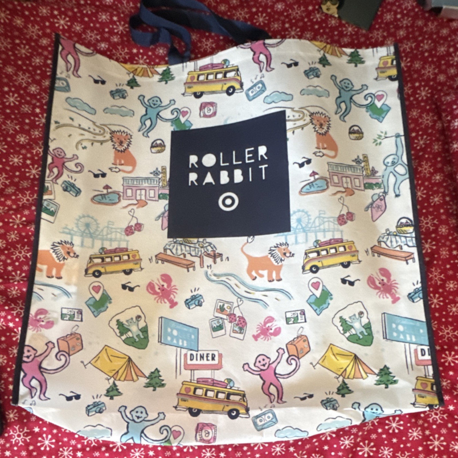 Roller Rabbit Target Foldable Reusable Shopping Bag Multicolor All-Over Pattern