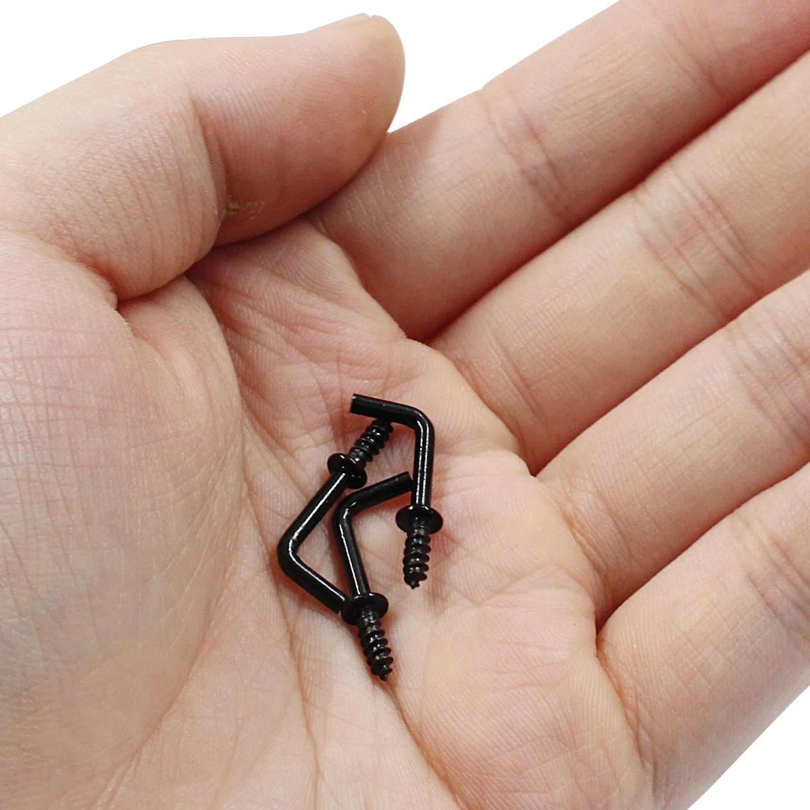 100 PCS 1/2 Inch Black L Screw Hooks Metal Square Bend Right Angle Hanging