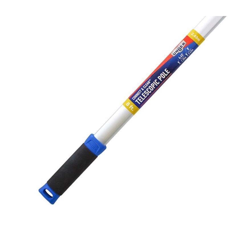 Unger 962720 Silver/Blue Aluminum Extension Pole 4 to 8 ft. L with Plastic Tip