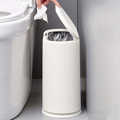 12 Liter Rectangular Plastic Trash Can with Press Top Lid,White Modern Wasteb…