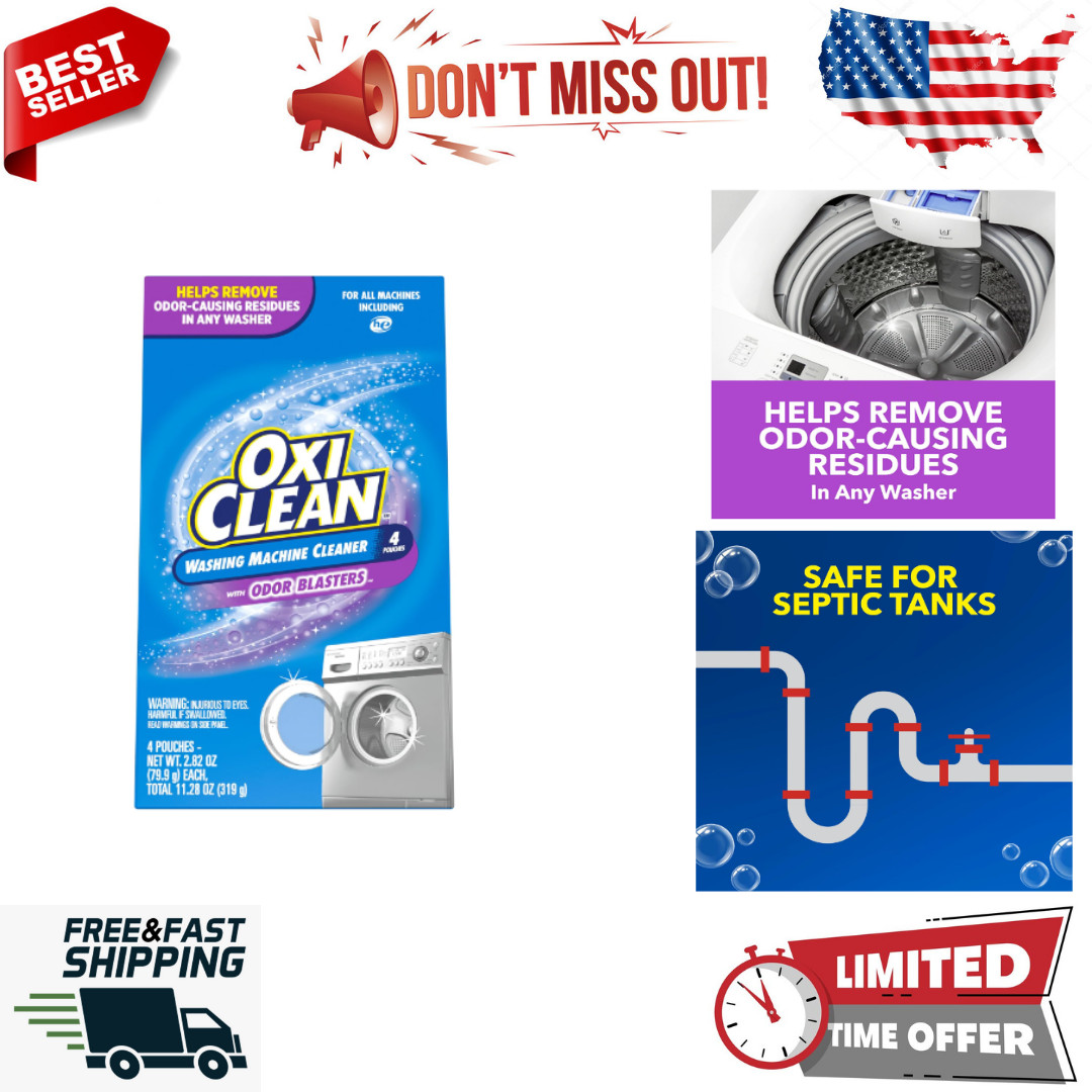 Washing Machine Cleaner with Odor Blasters, 4 Count
