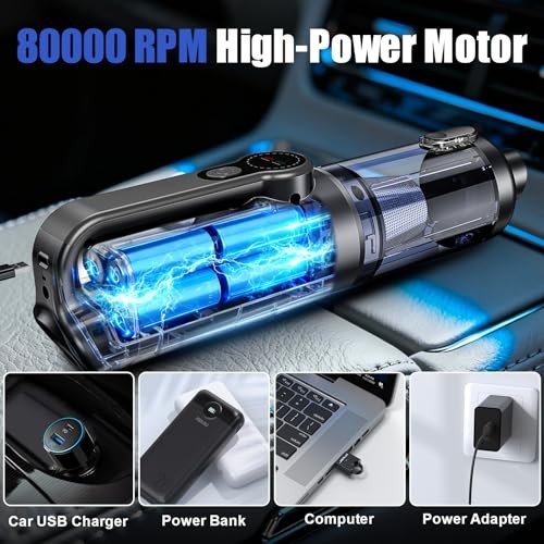 Car Vacuum Portable Cordless-19000 Pa 4 in 1 Handheld Vacuum Cordless