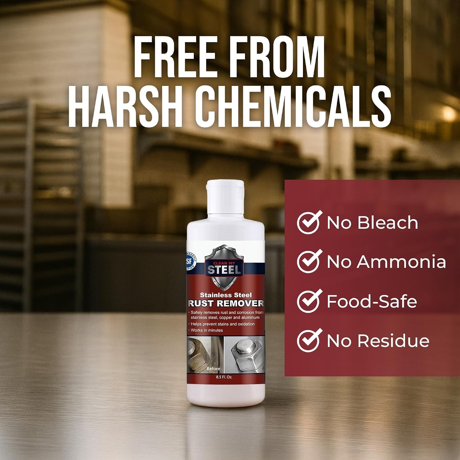 NSF Certified 8.5 oz Stainless Steel Rust Remover Cream – No Scrubbing Needed