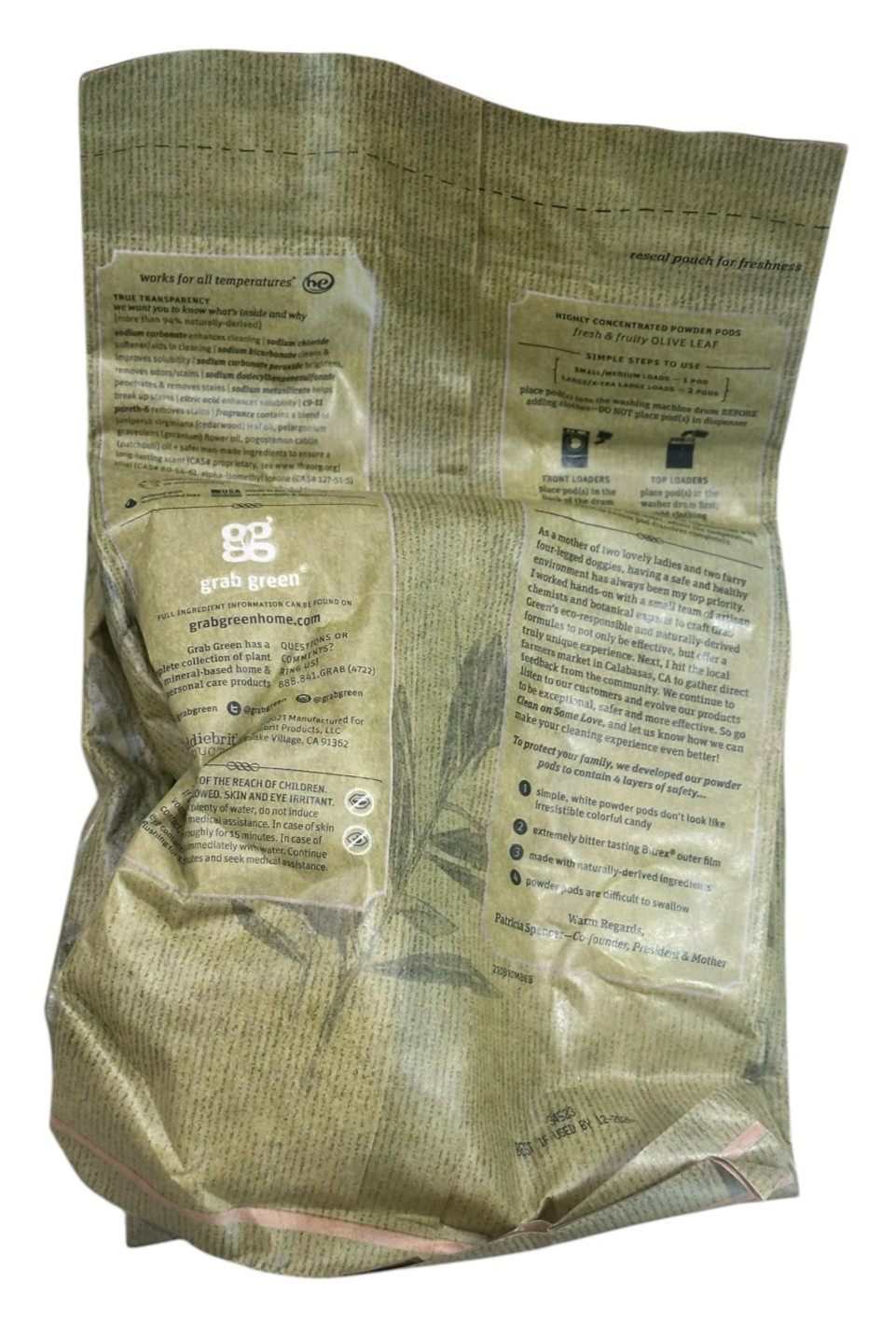 Stoneworks, Laundry Detergent Pods, Olive Leaf, 50 Loads, 1.65 lbs, Exp 12/26
