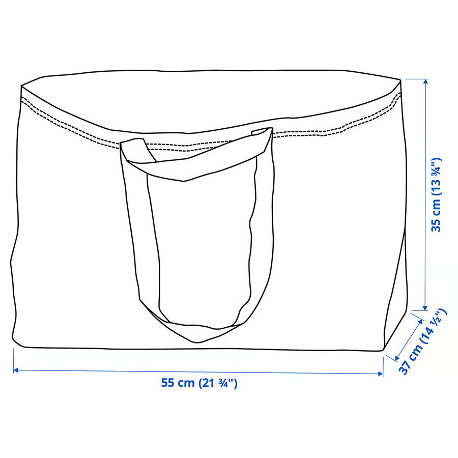 2PC IKEA Large Blue Shopping Bag Laundry Grocery Storage Durable-19Gal