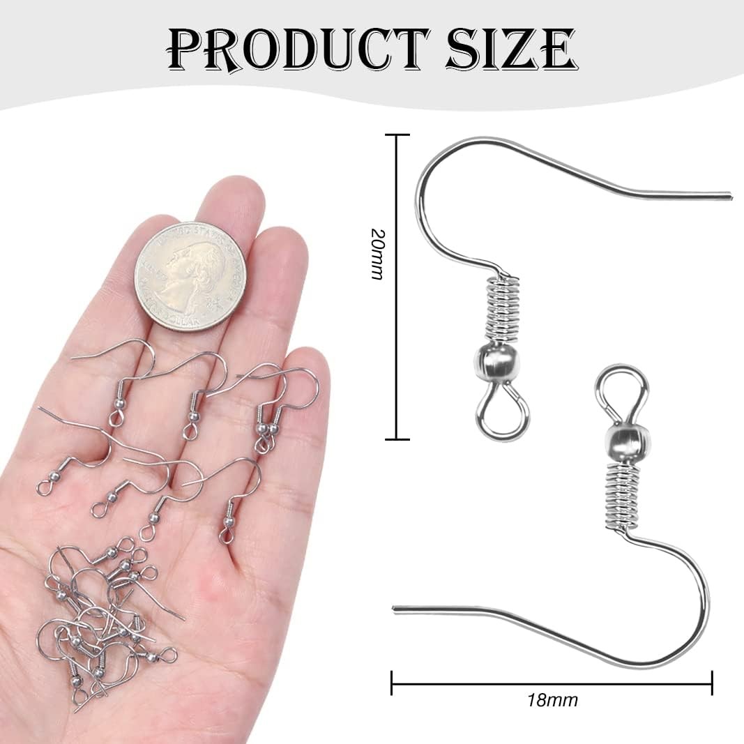 TOAOB 100pcs Earring Hooks Stainless Steel Fish French Ear Wires Silver