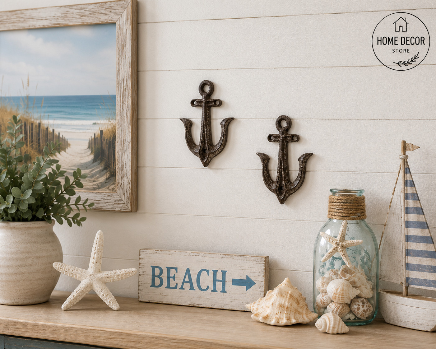 Primitives By Kathy Rustic Anchor Wall Hook Set 2 Coastal Beach House Decor