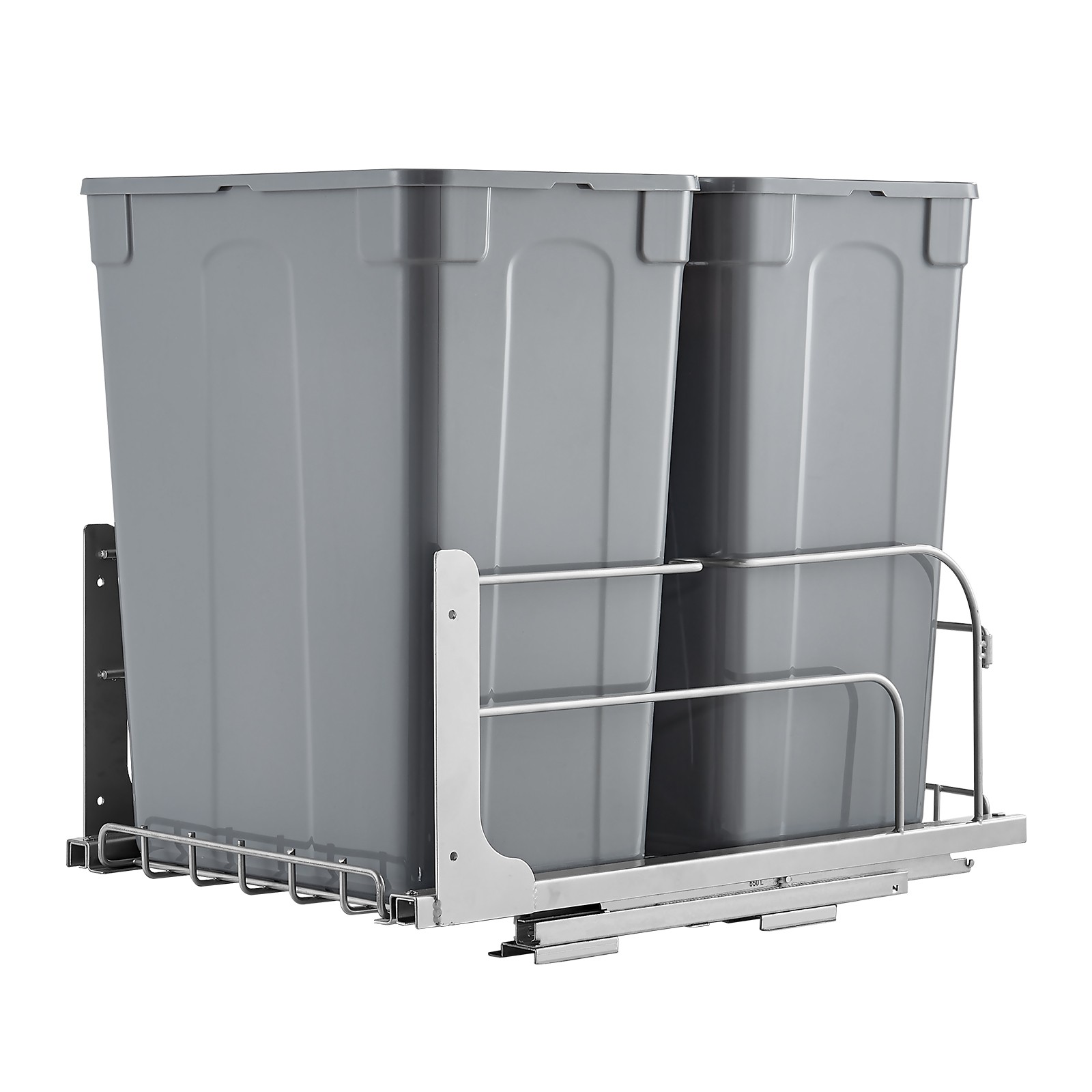 Double Pullout Waste Container Kitchen Trash Can with Soft Close Grey 35QTx2
