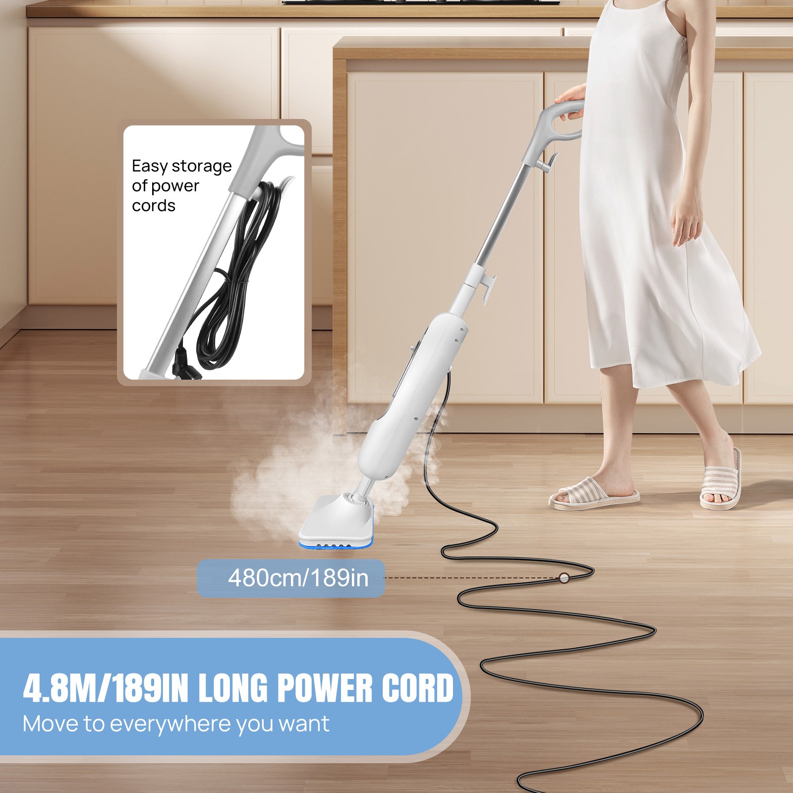 Dayplus Steam Mop, 2500W Floor Steamer with Detachable Handheld Steam Cleaner