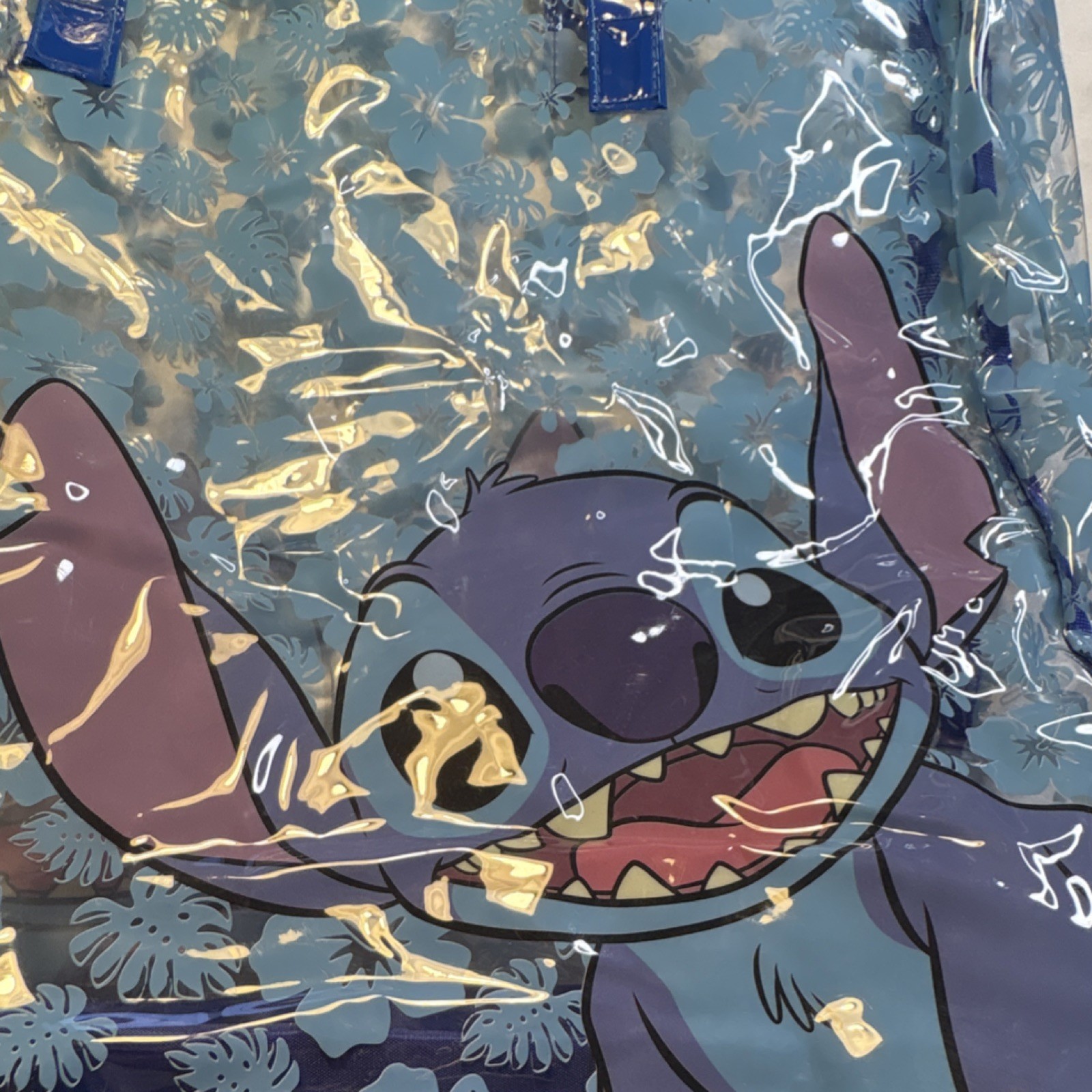 Disney Stitch Foldable Blue Plastic Reusable Shopping Bag Pop Art Tote