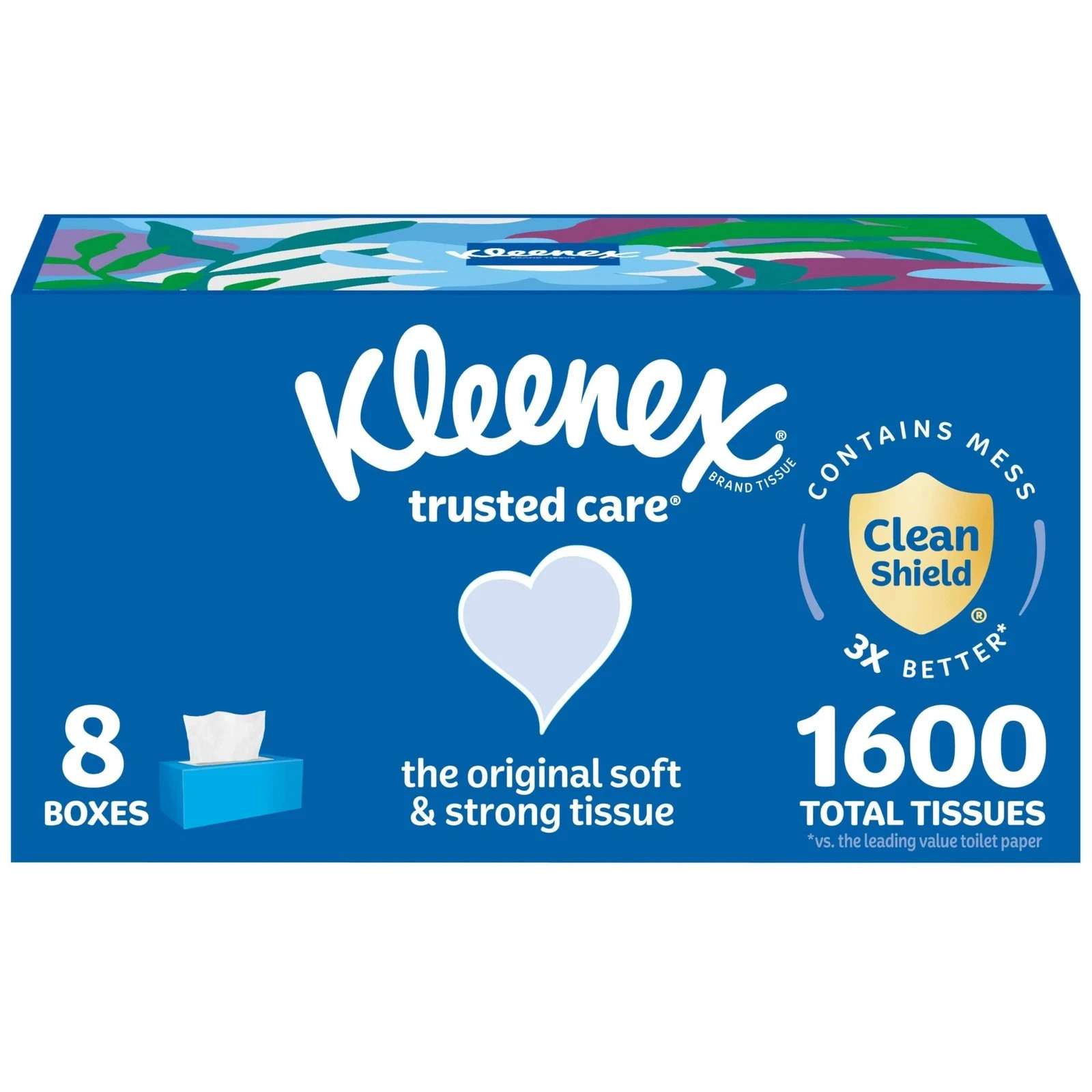Kleenex Trusted Care Facial Tissues, 8 Flat Boxes, 200 Tissues per Box, 2-Ply
