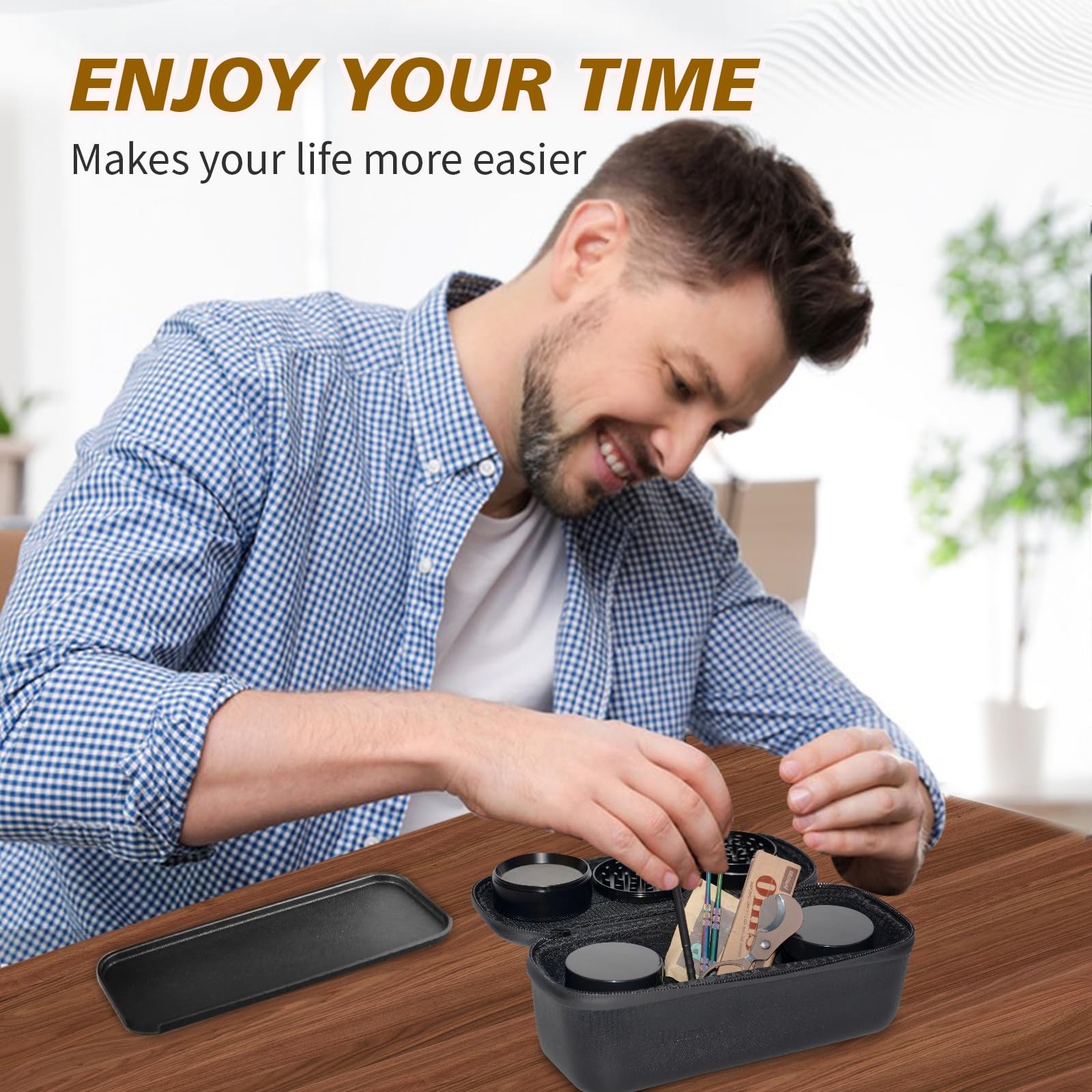 Smell Proof Bag – Smell Proof Box with Glass Jars, Multi-Functional Work Tray…