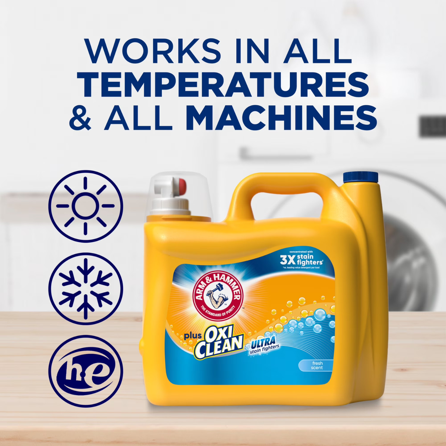 ARM & HAMMER Plus OxiClean Laundry Detergent Fresh Scent 158.6 Fl Oz, 2 Pack