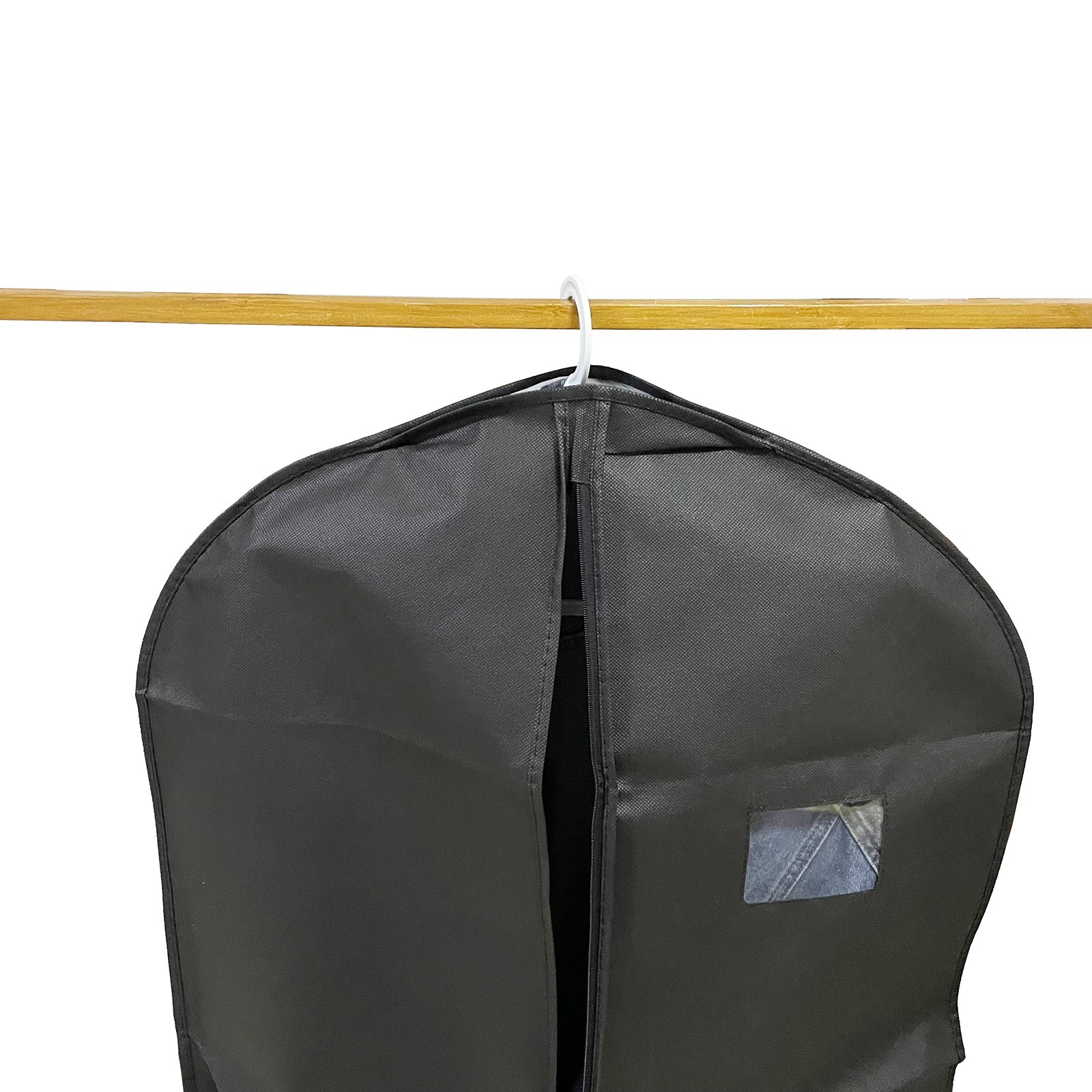 1 PCS Clothes Garment Dustproof Cover Suit Coat Dress Hanging Storage Bag Black