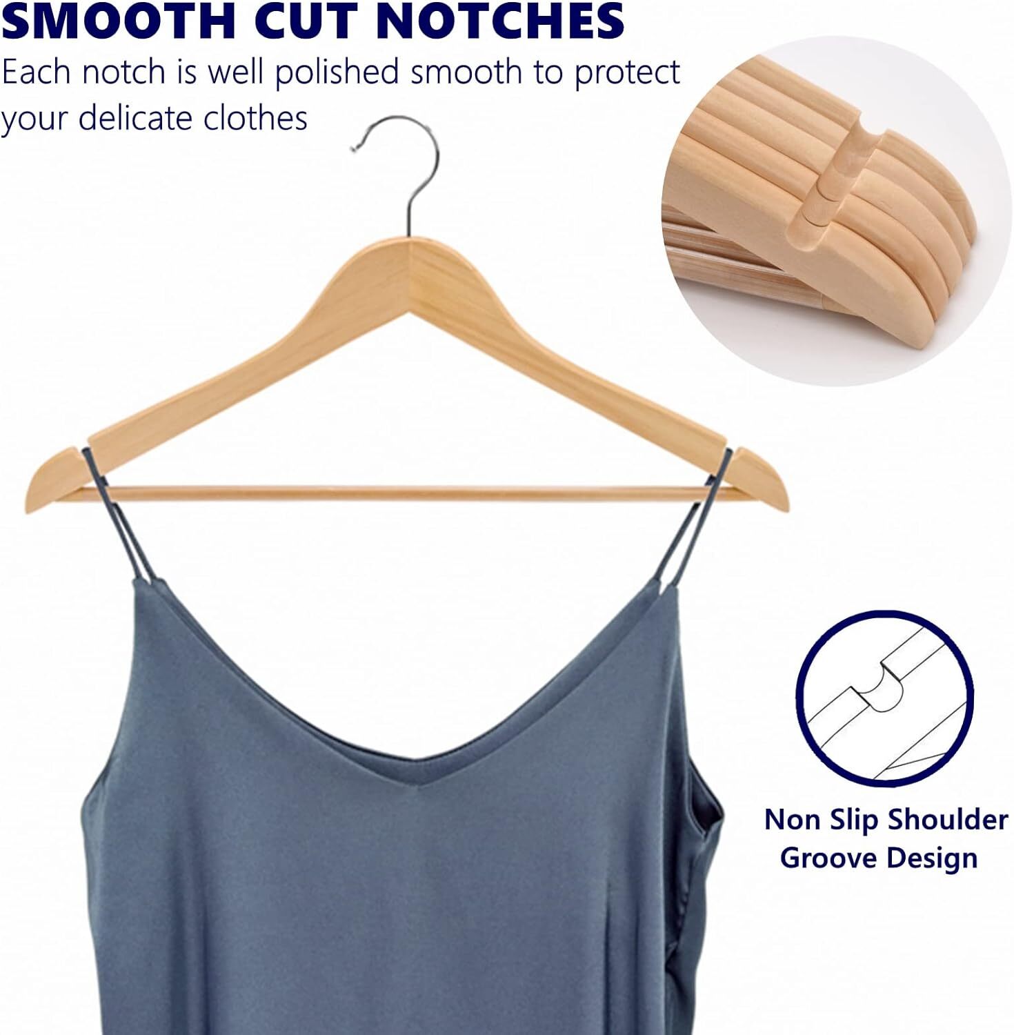 Wooden Hangers Pack of 10 20 & 50 & 100 Suit Hangers Premium Natural Finish Home