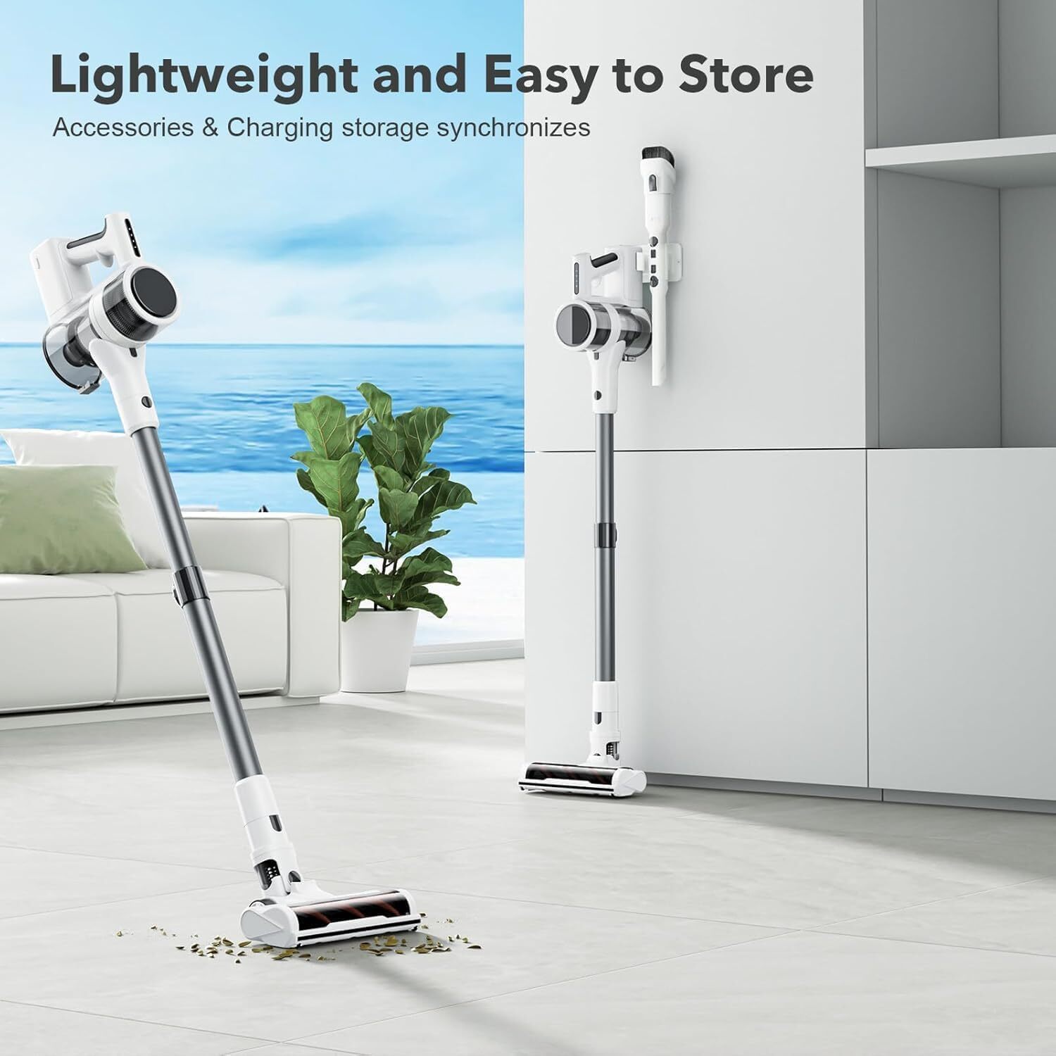 Cordless Vacuum Cleaner 80,000PRM 35Min Runtime Adjustable Height & LED Brush
