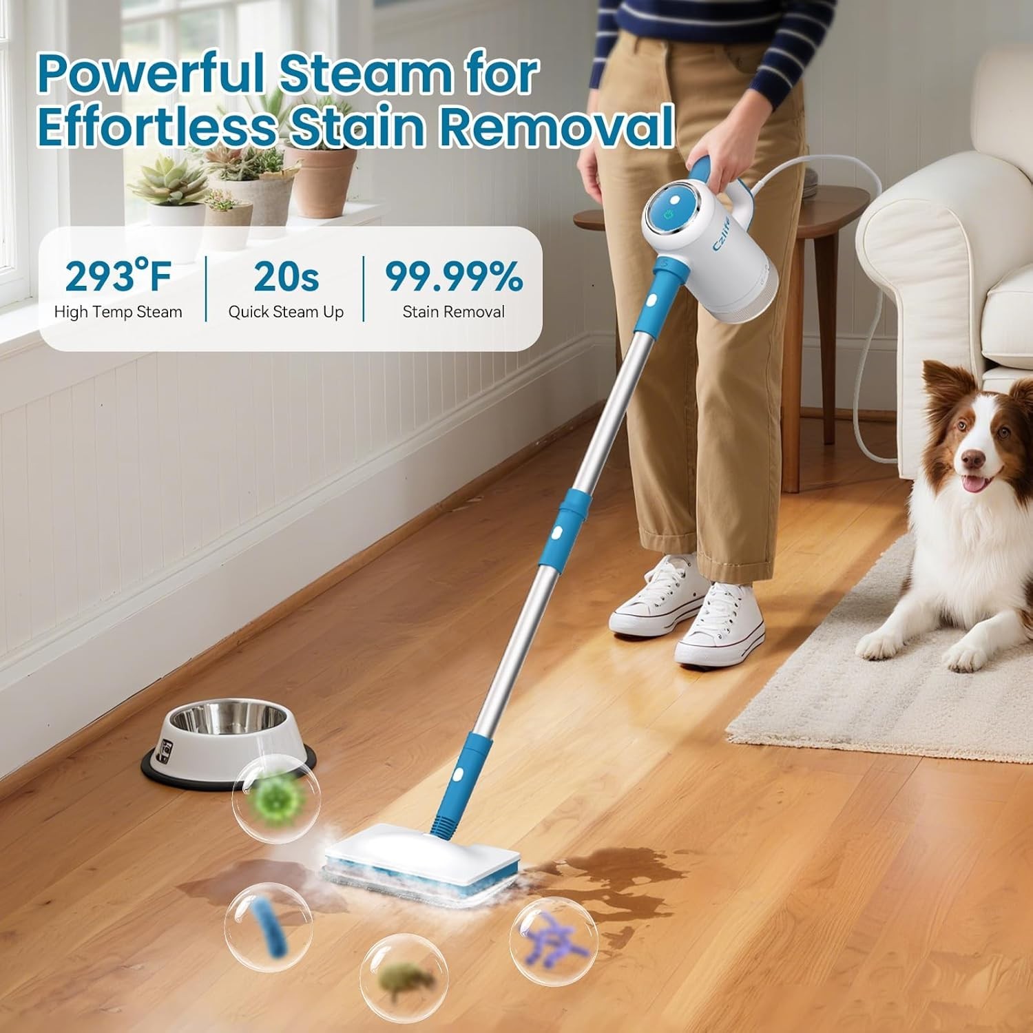 High-Performance 1300W Steam Mop with Detachable Tank for Multi-Surface Cleaning