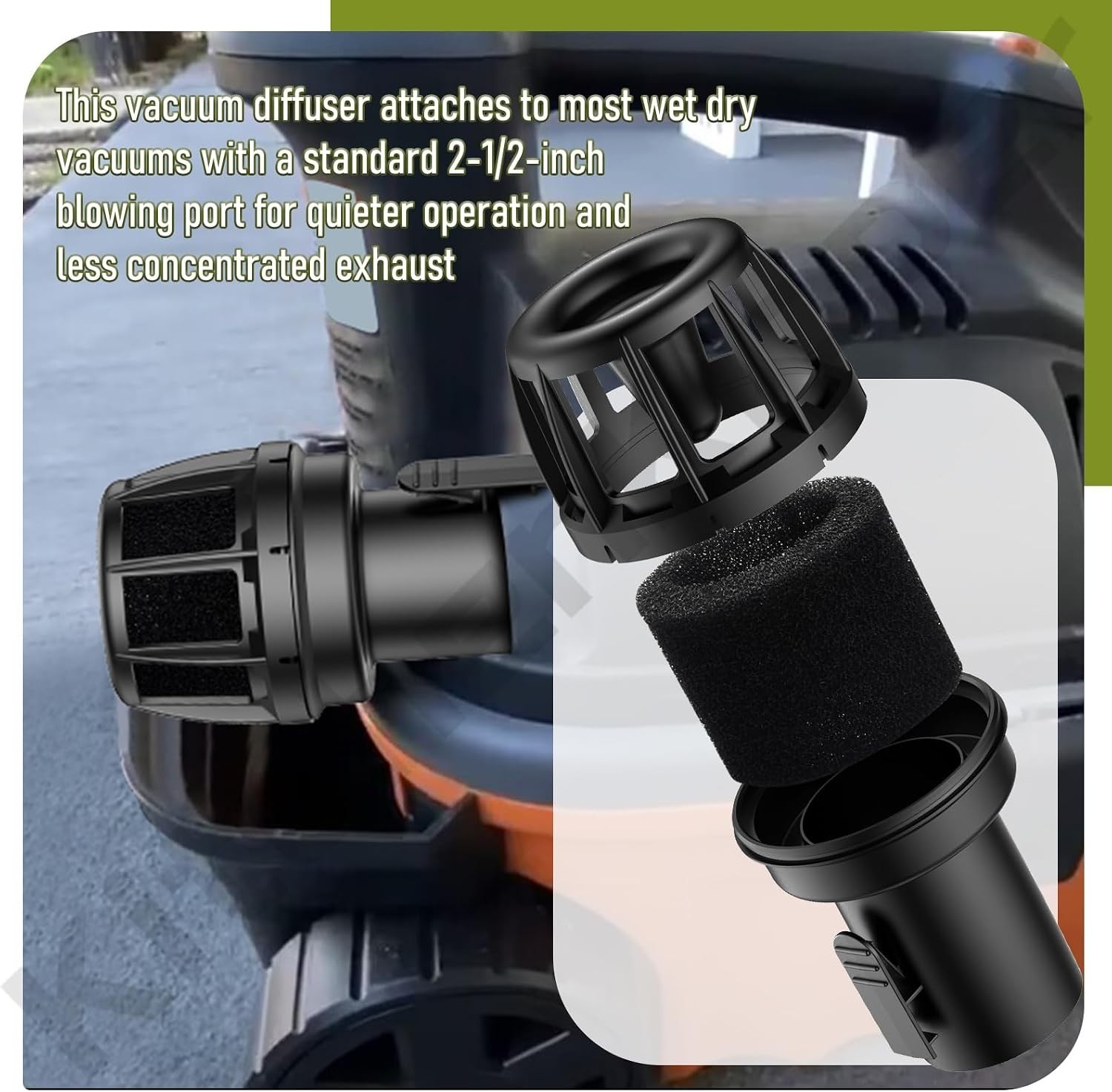 VT2525 WS25025A 2.5″ Muffler/Diffuser Accessory for Ridgid Wet/Dry Vacuums | …