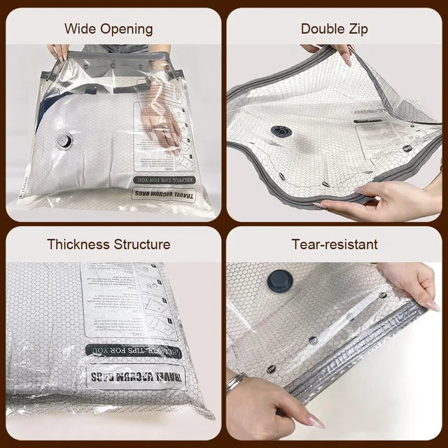 15 Pack Travel Vacuum Bags with Rechargeable Pump 3 Sizes for Clothing