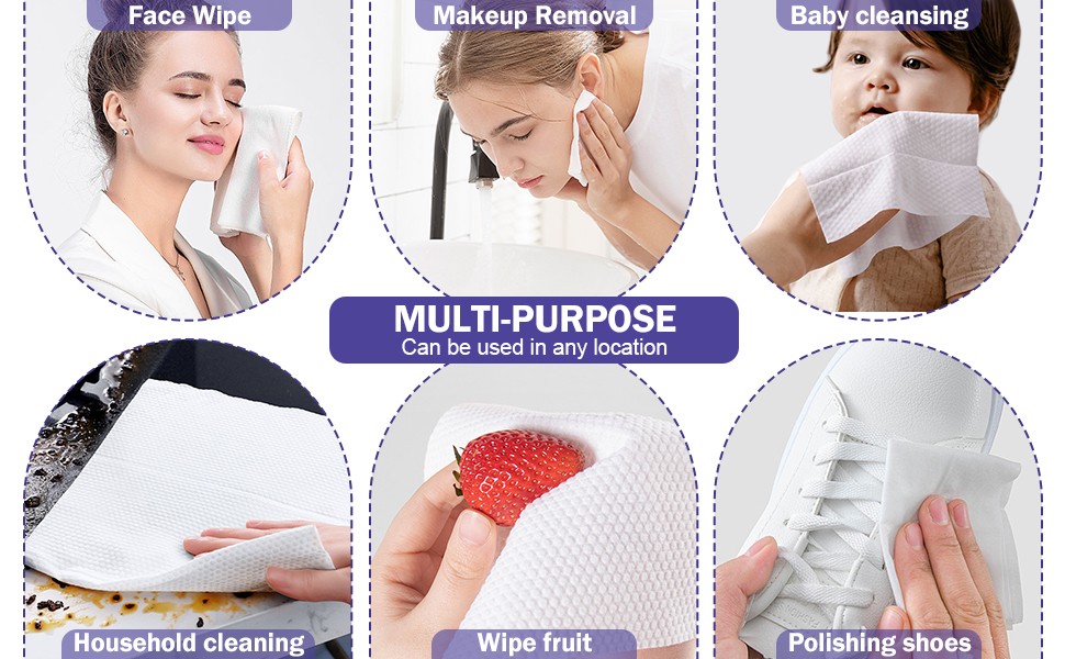 Face Towels, Disposable Face Towelette, Makeup Remover Dry Wipes 100 Count(2