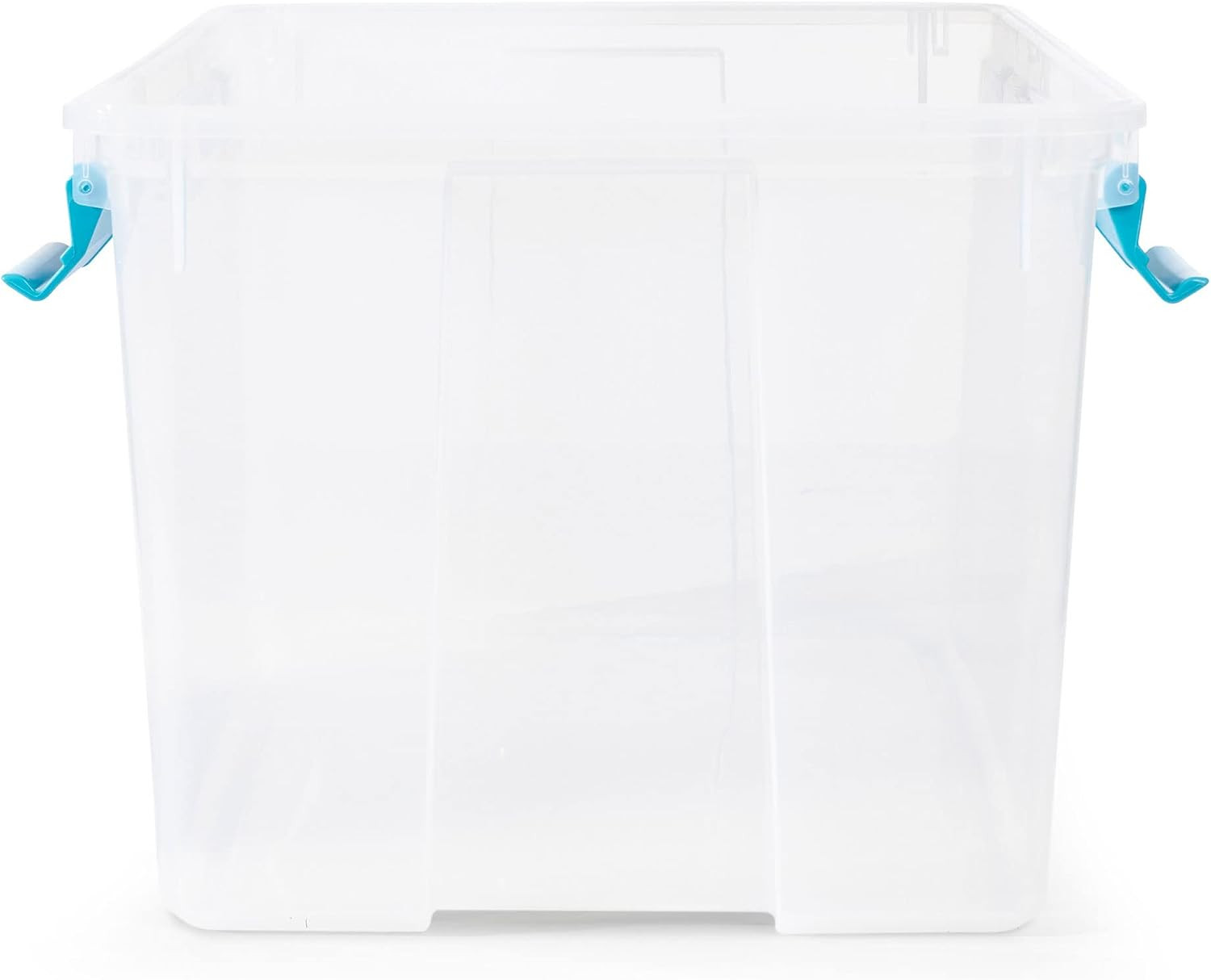 54 Quart Clear Storage Box with Blue Latches – 8 Pack