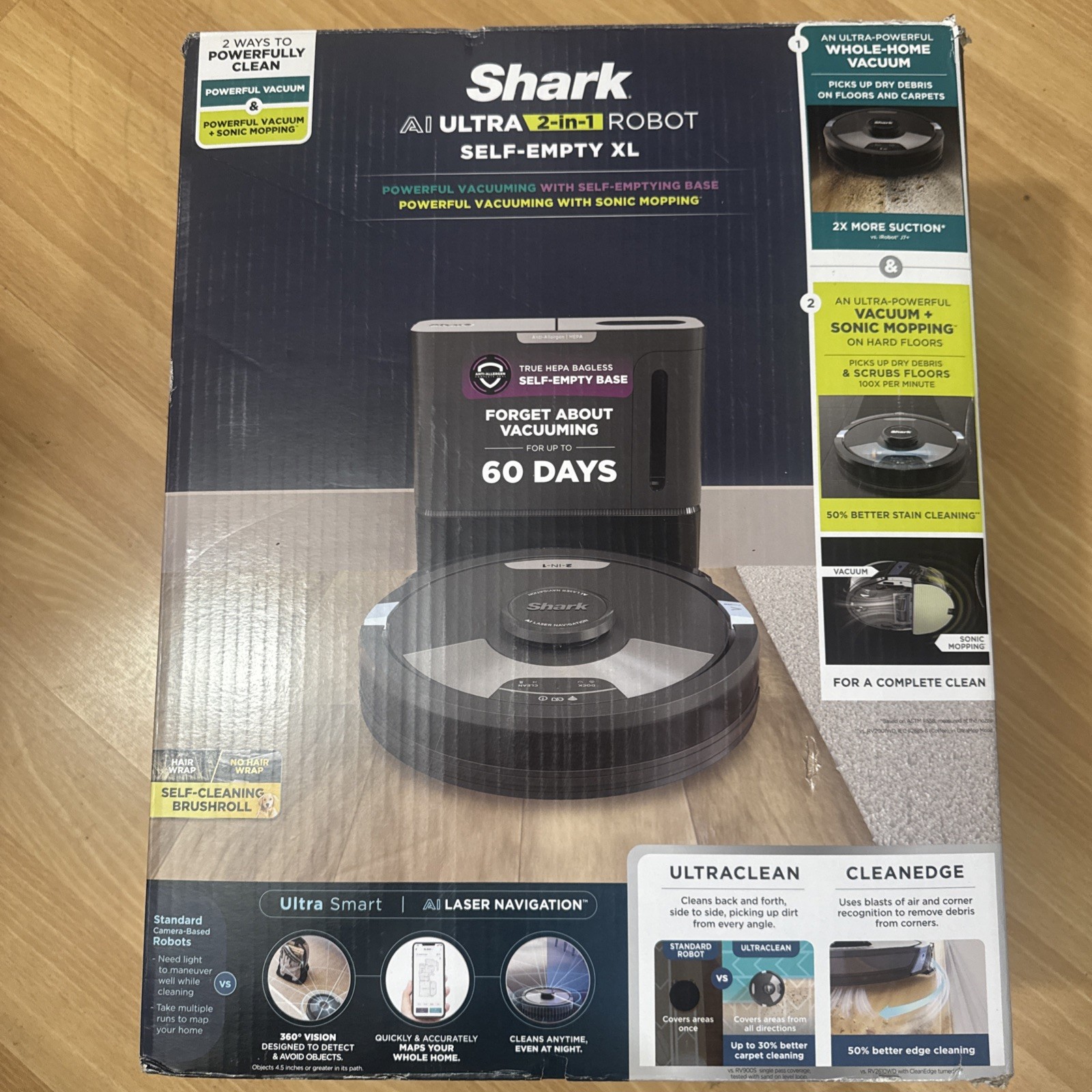 Shark AI Ultra RV2610WA 2-in-1 Robot Vacuum & Mop with XL HEPA Self-Empty Base