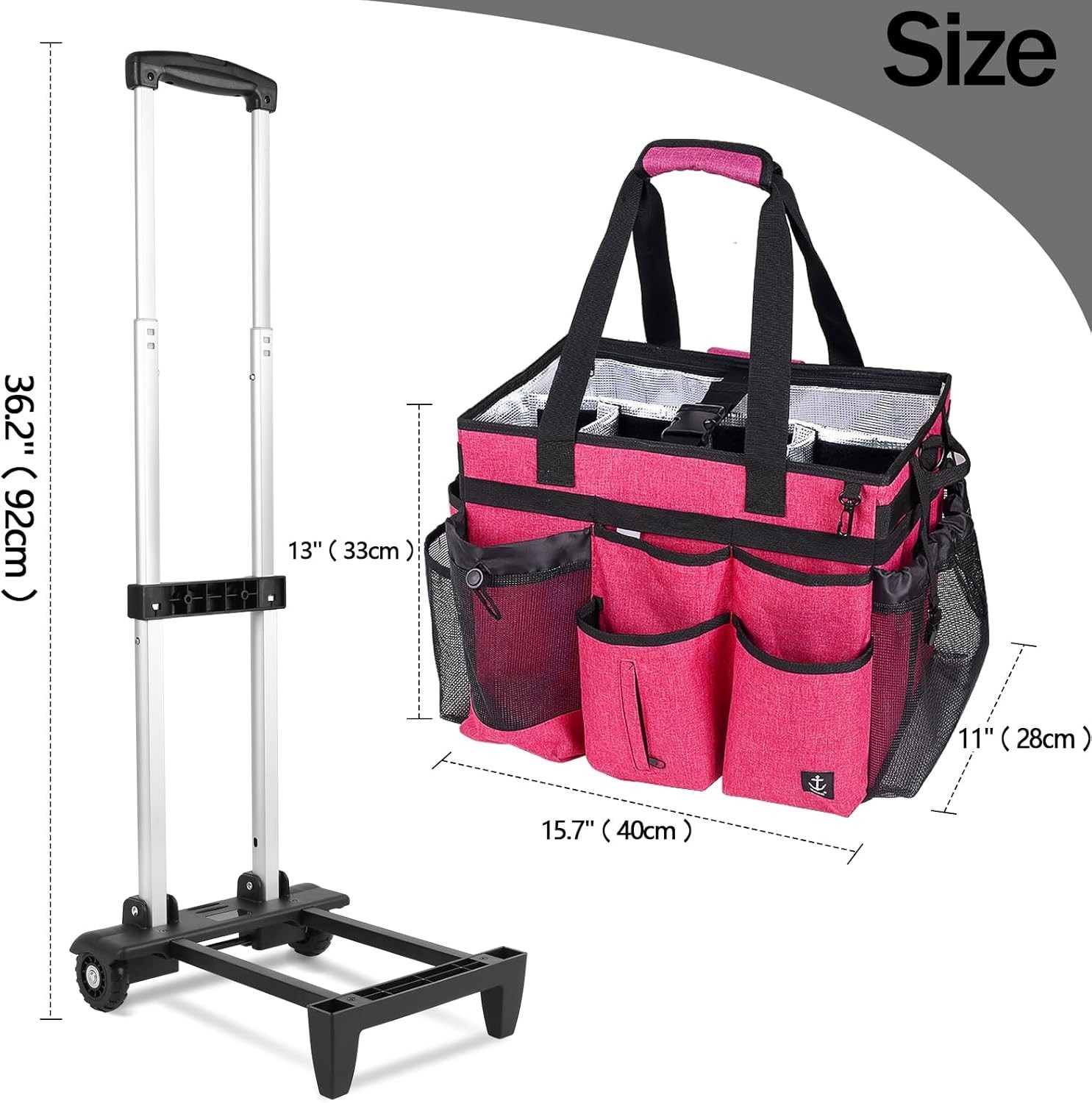 Waterproof Extra Large Cleaning Caddy with Multiple Pockets & Detachable Trolley