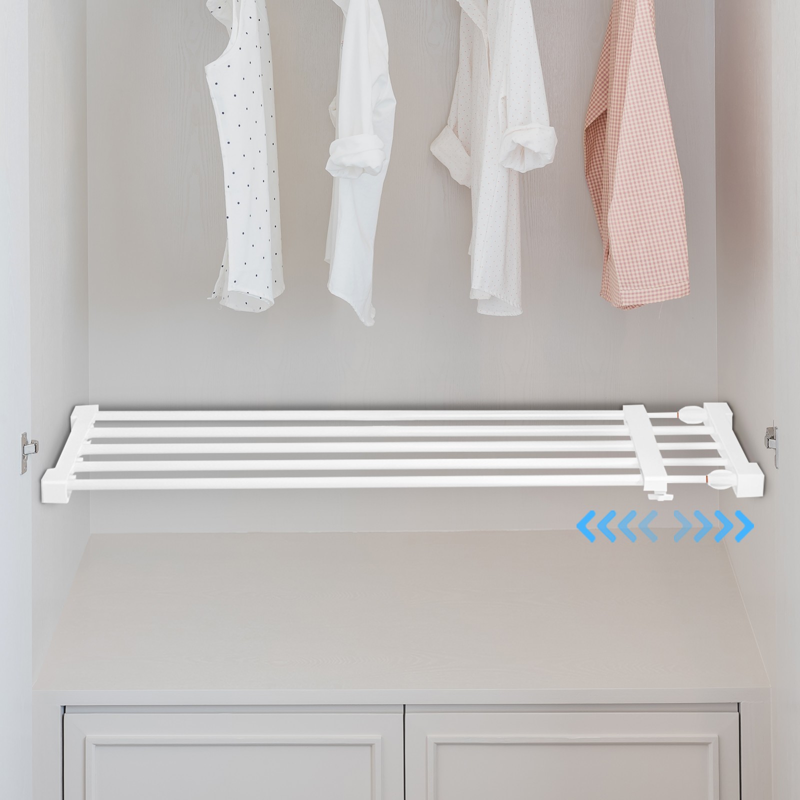 Expandable Closet Tension Shelf 19.69-31.5in Adjustable Wardrobe Divider Storage