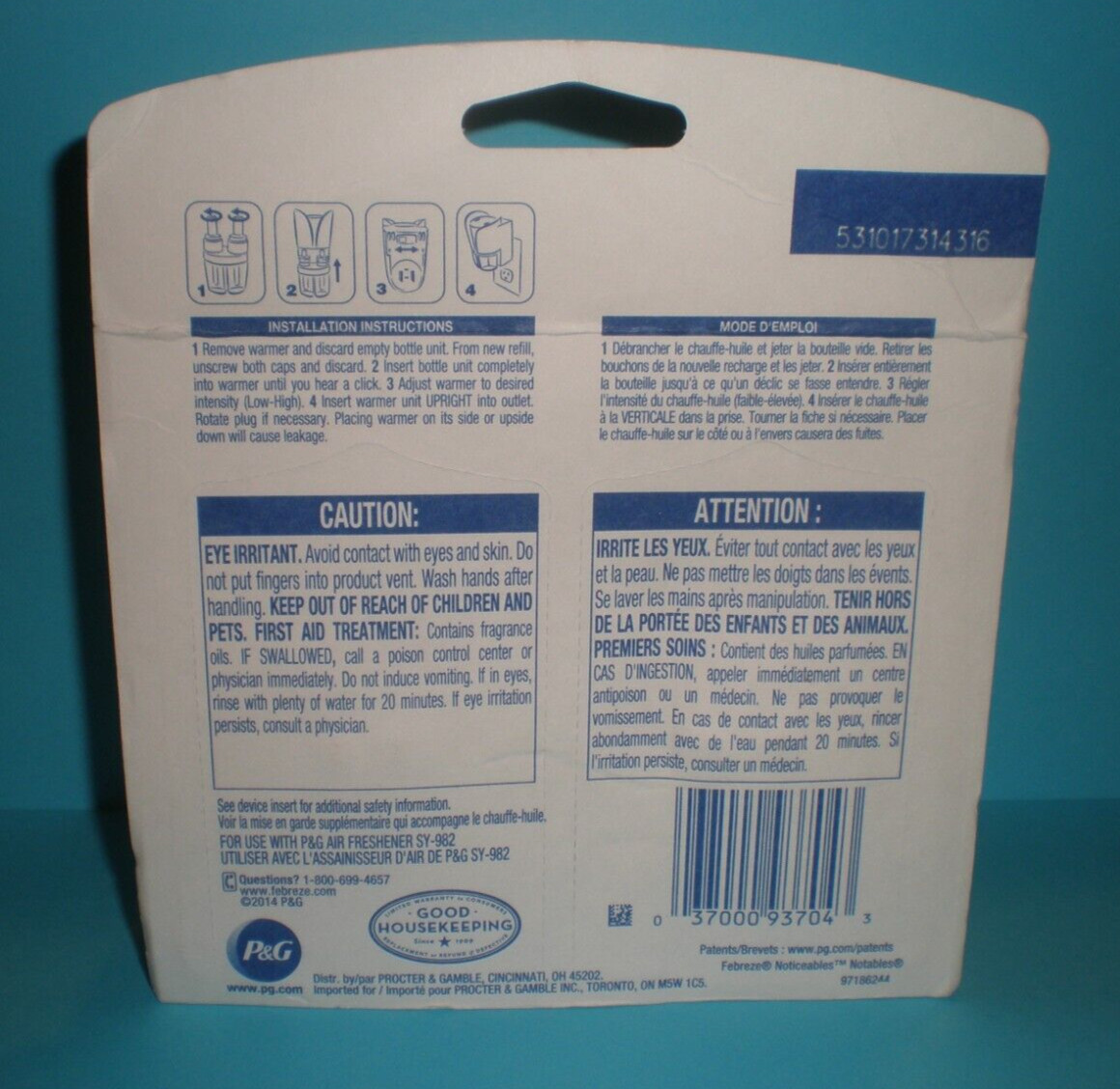 Febreze NOTICEables WINTRY MINT Dual Scented Oil refills Candy Canes/Frost Berry