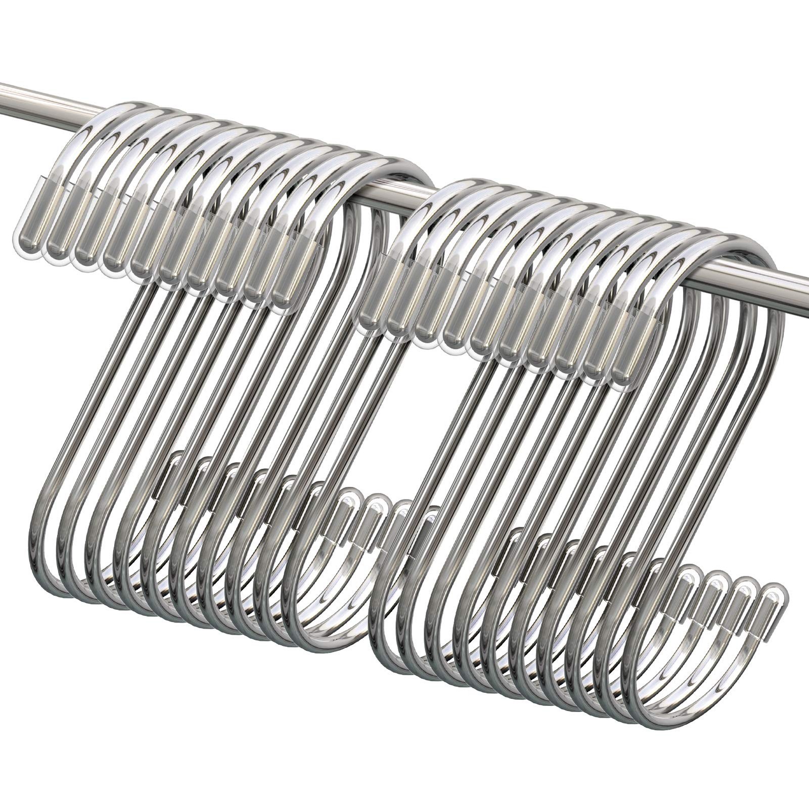 Myfolrena 20 Pack 3.4in Heavy Duty Metal S Hooks Silver
